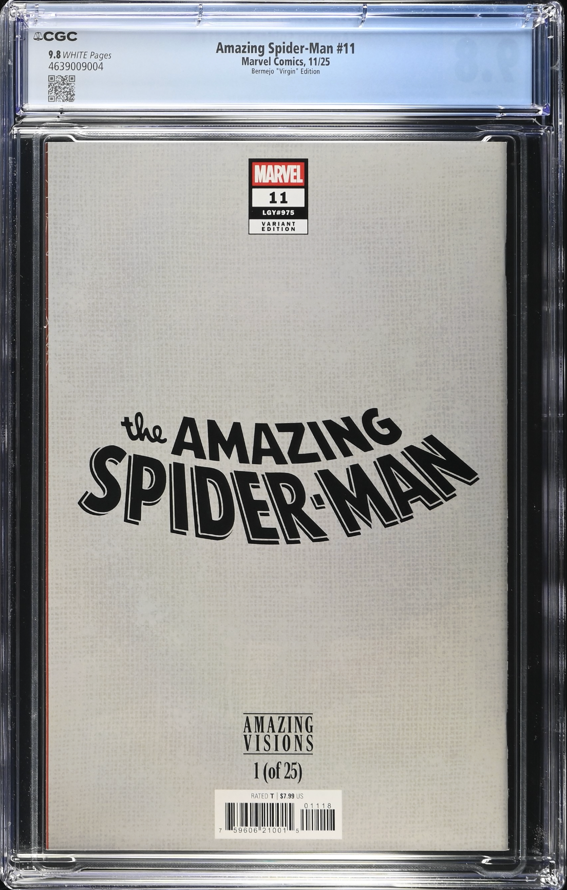 Amazing Spider-Man #11 Bermejo 1:100 Virgin Retailer Incentive Variant CGC 9.8