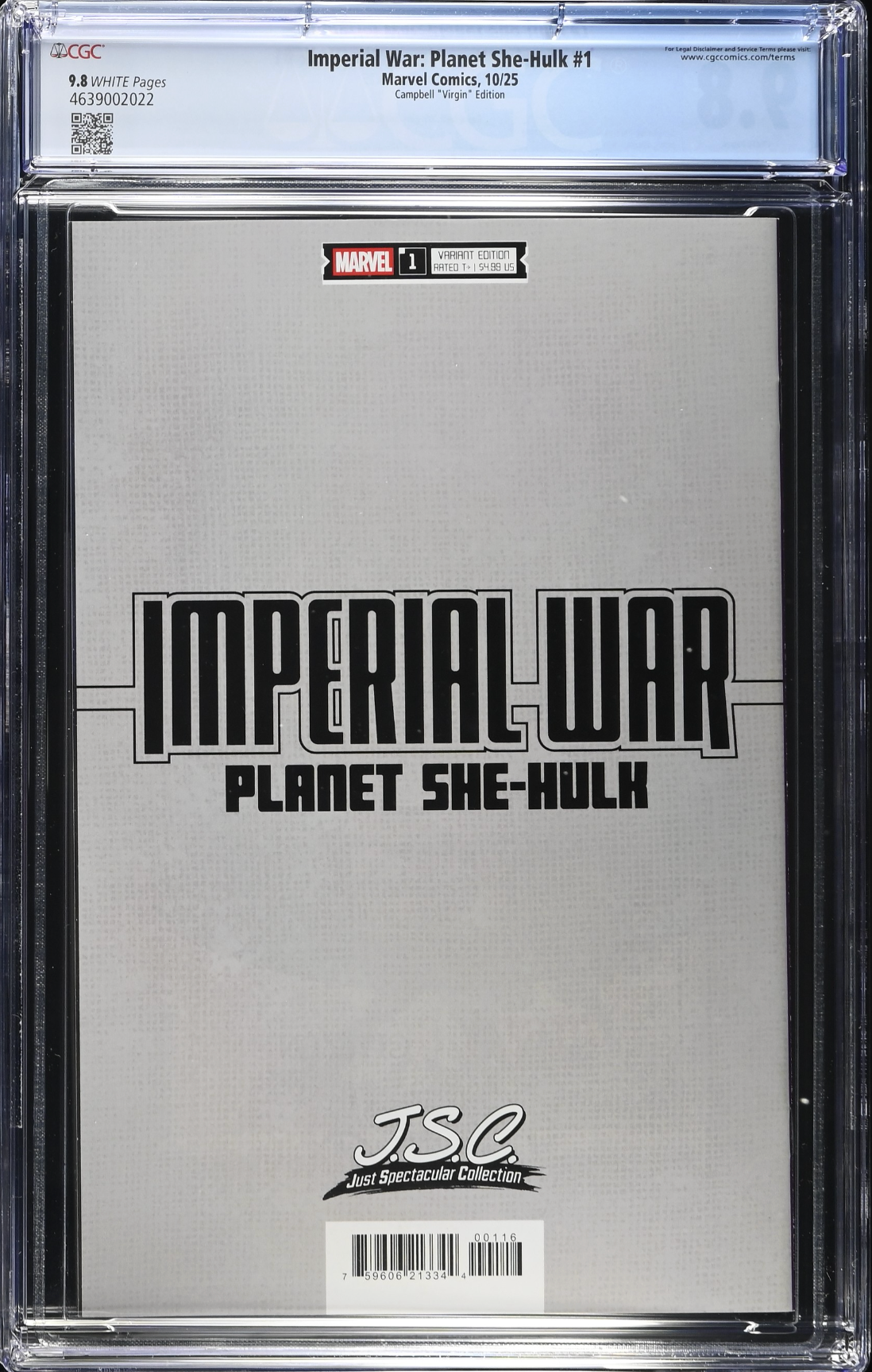 Imperial War: Planet She-Hulk #1 Campbell 1:100 Virgin Retailer Incentive Variant CGC 9.8