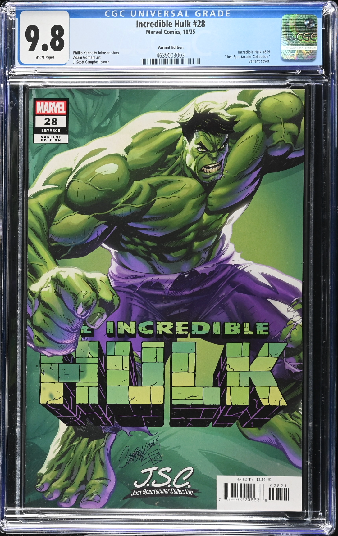 Incredible Hulk #28 Campbell Variant CGC 9.8