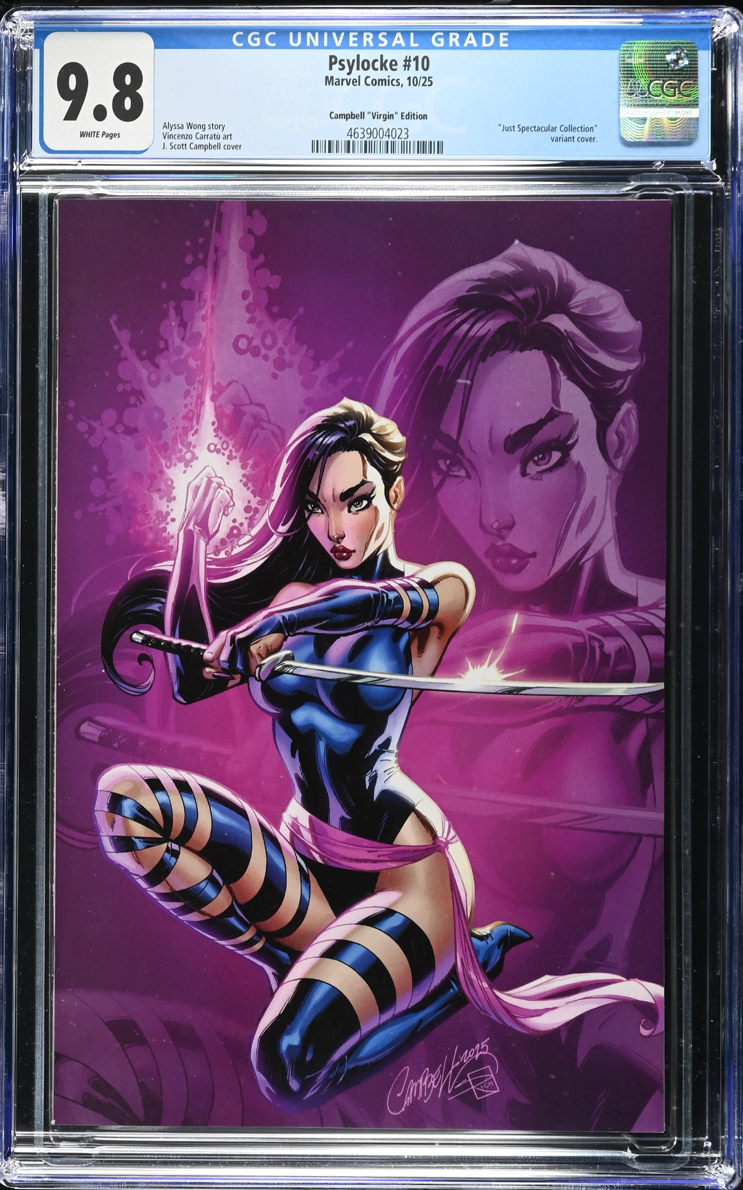 Psylocke #10 Campbell 1:100 Virgin Retailer Incentive Variant CGC 9.8