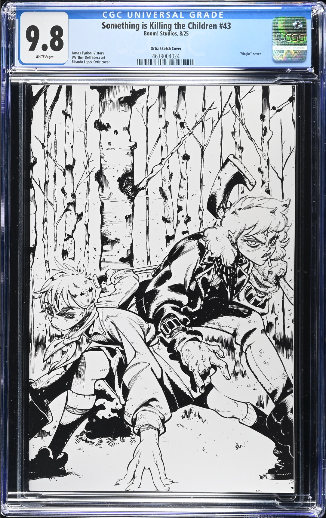 Something is Killing the Children #43 Ortiz 1:25 B&W Virgin Retailer Incentive Variant CGC 9.8