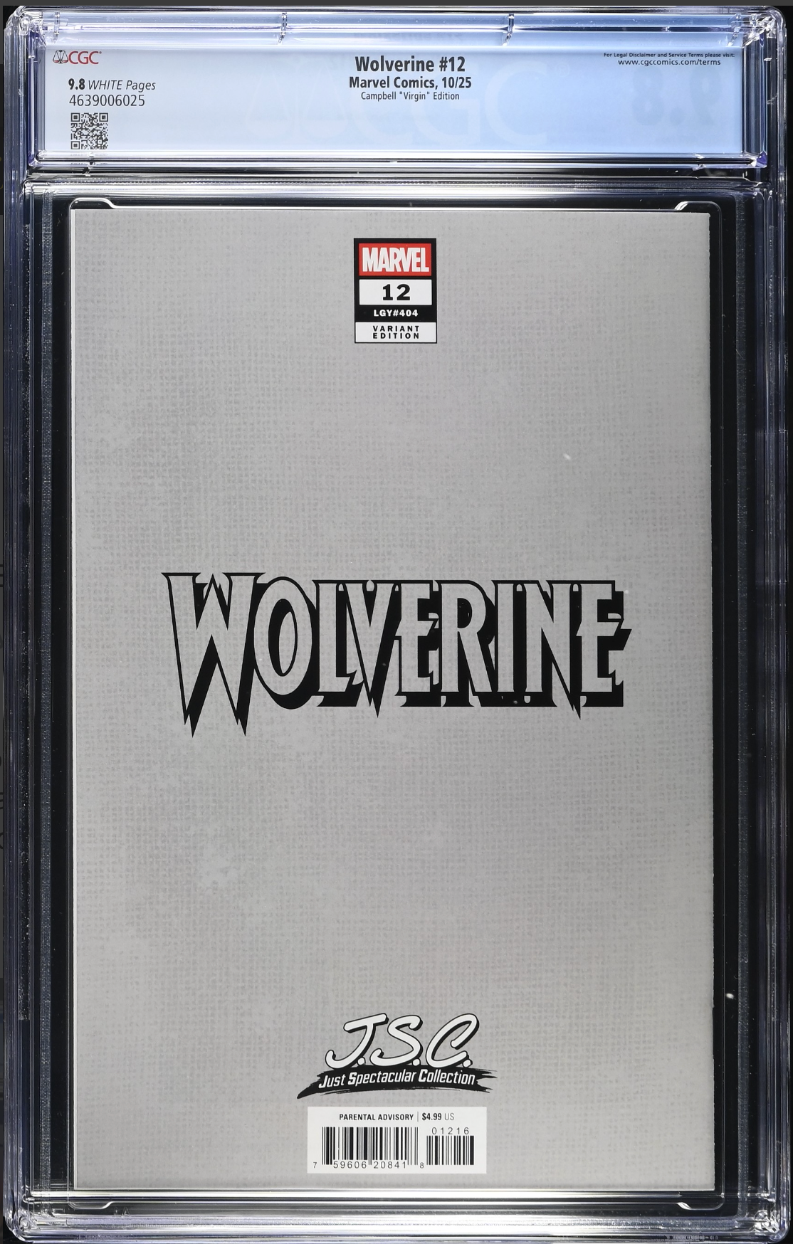 Wolverine #12 Campbell 1:100 Virgin Retailer Incentive Variant CGC 9.8