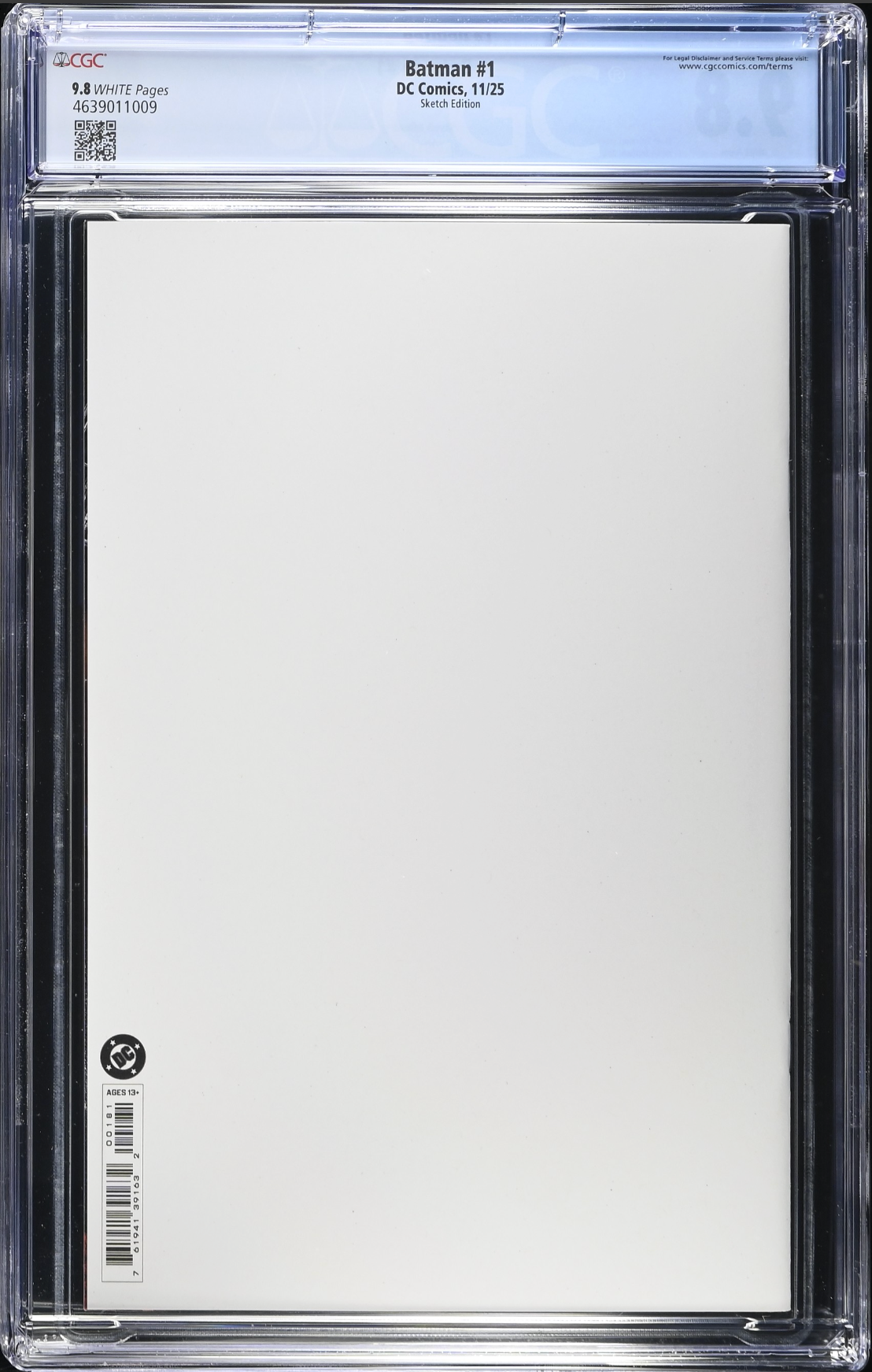 Batman #1 - Cover K - Blank Sketch Variant CGC 9.8