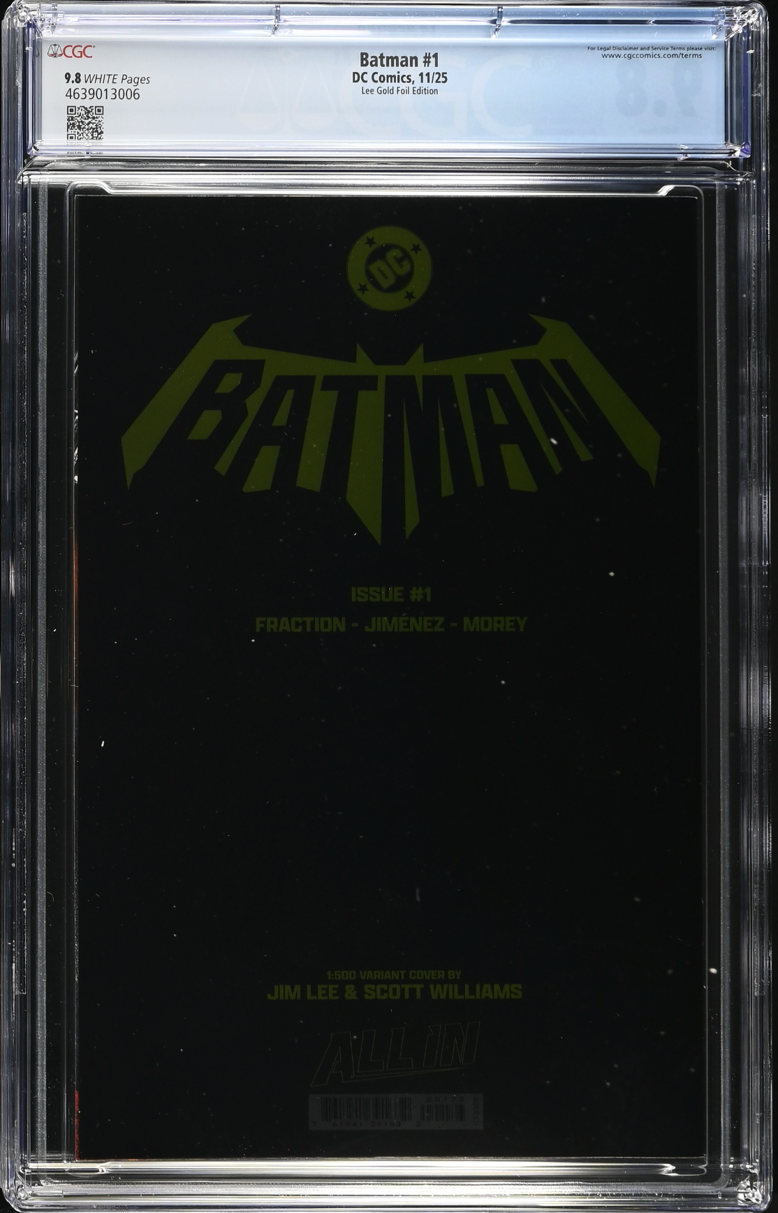 Batman #1 - Cover N - Jim Lee Blind Bag 1:500 Gold Foil Retailer Incentive Variant CGC 9.8