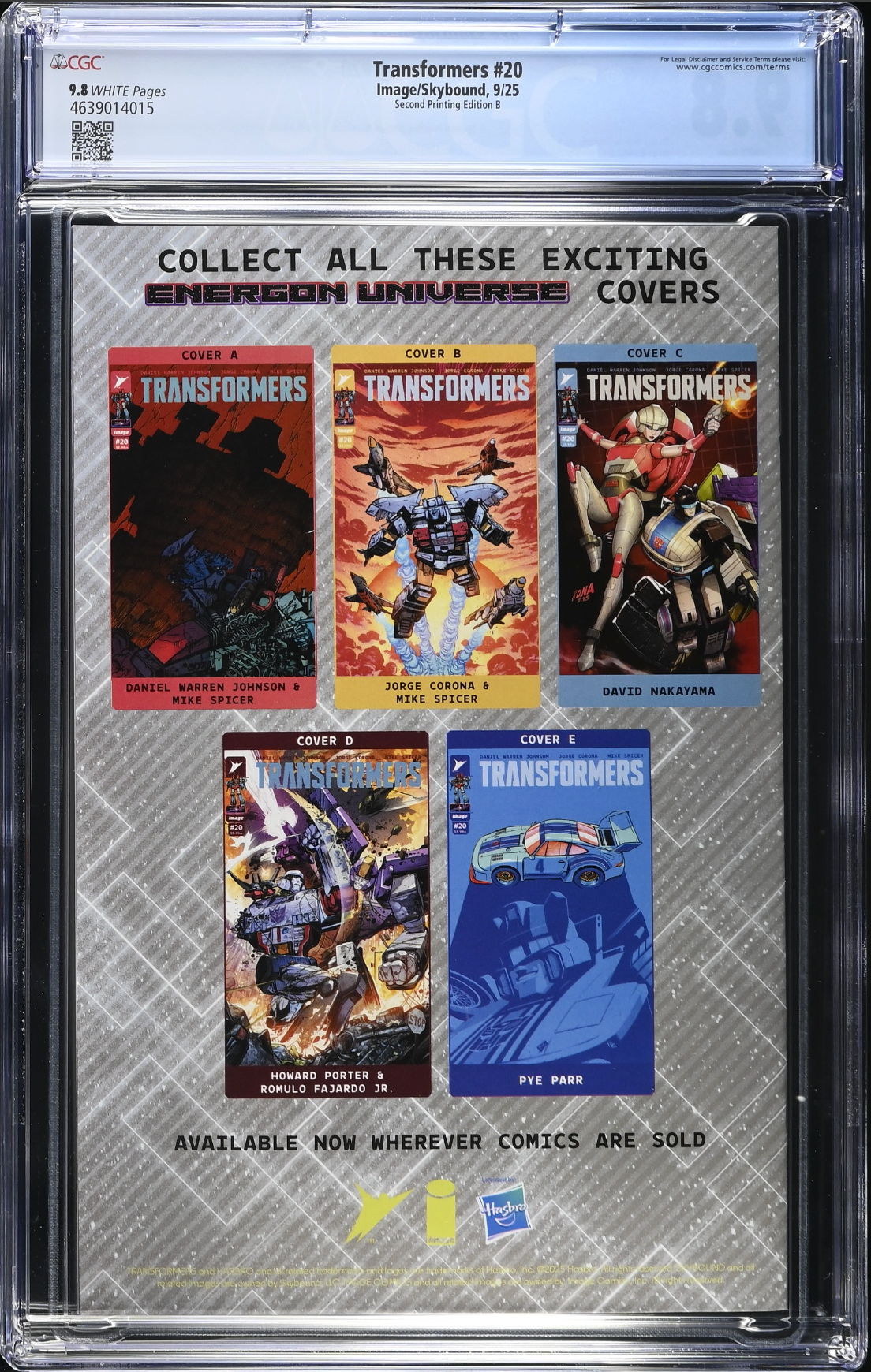 Transformers #20 Second Printing - Cover B - CGC 9.8
