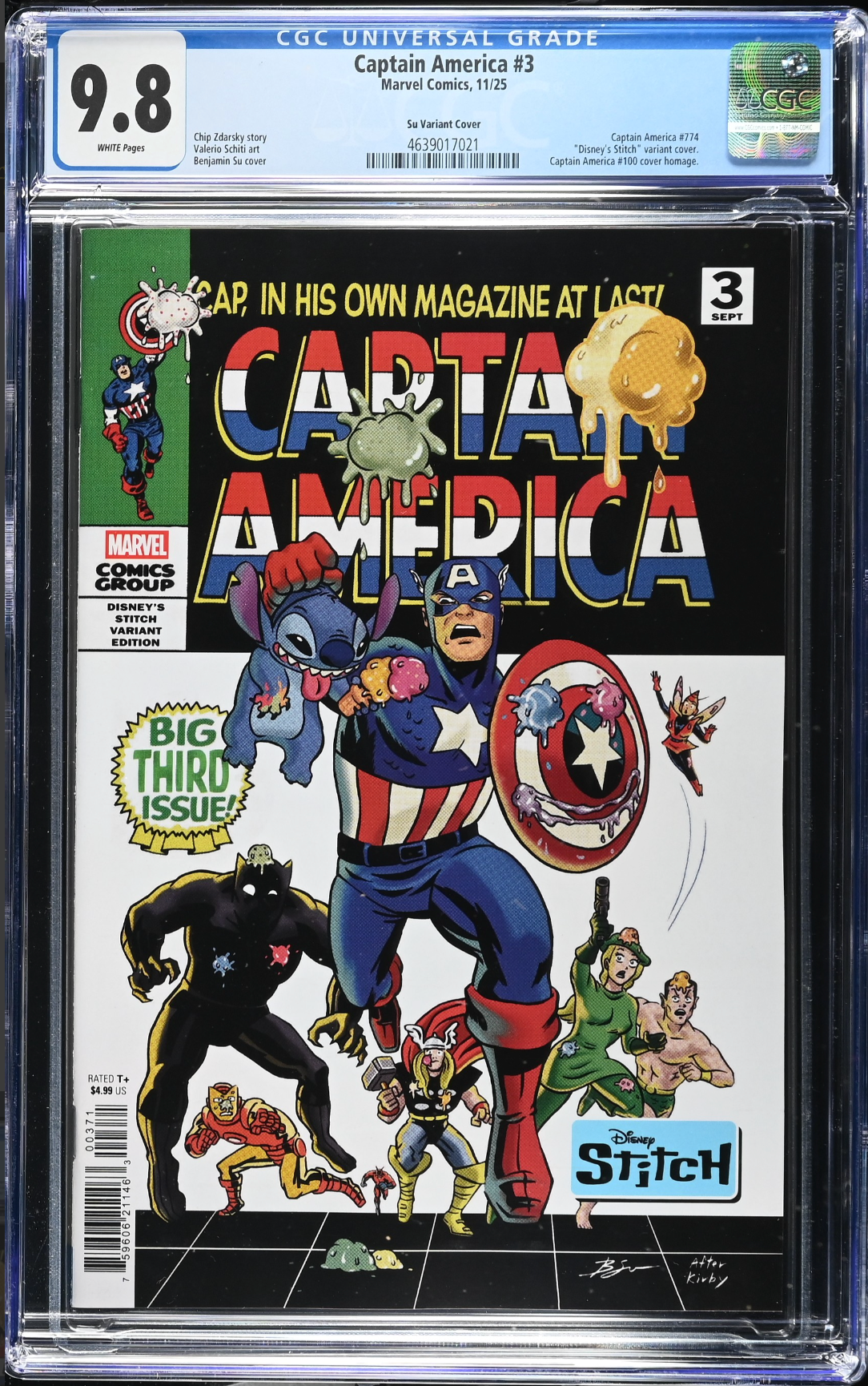 Captain America #3 Su Disney Stitch Variant CGC 9.8