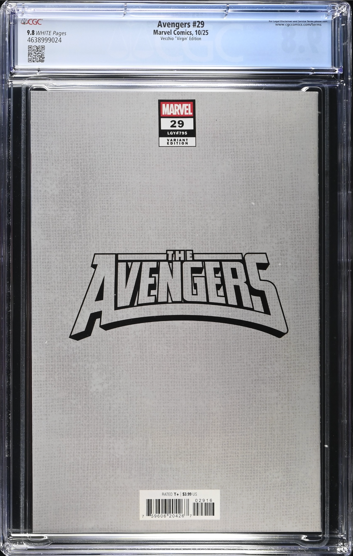 Avengers #29 Vecchio 1:50 Virgin Retailer Incentive Variant CGC 9.8