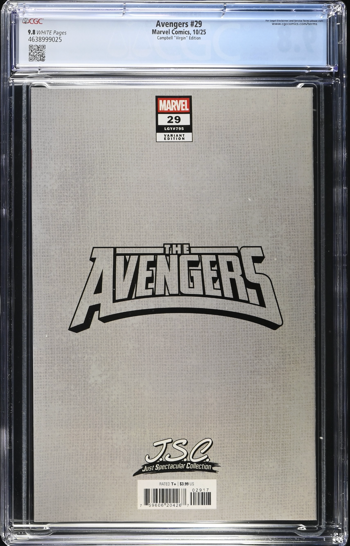 Avengers #29 Campbell 1:100 Virgin Retailer Incentive Variant CGC 9.8