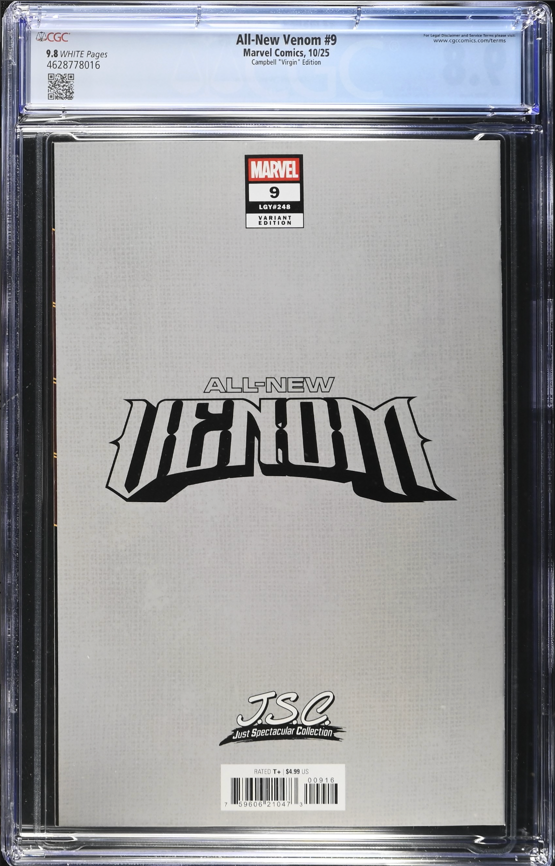 All-New Venom #9 Campbell 1:100 Virgin Retailer Incentive Variant CGC 9.8