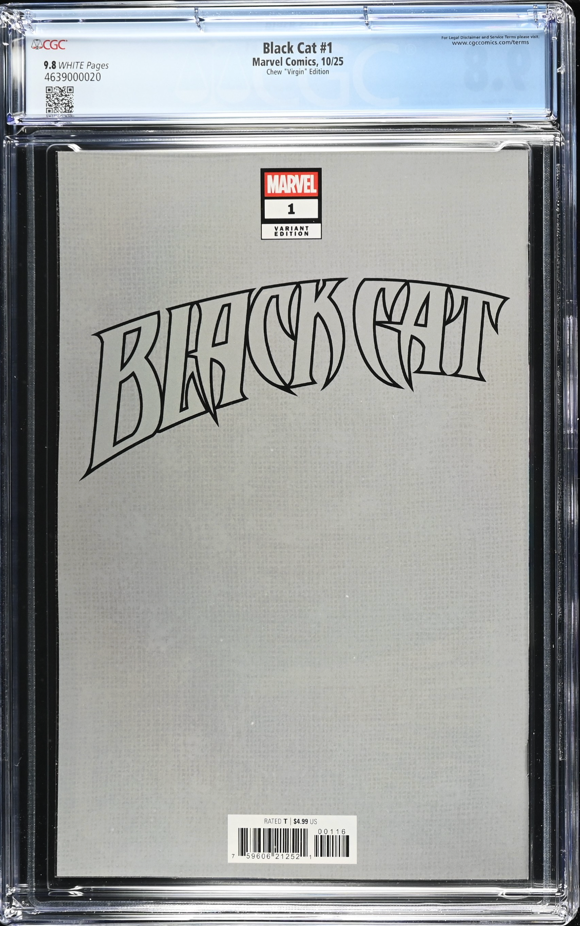 Black Cat #1 Chew 1:50 Virgin Retailer Incentive Variant CGC 9.8
