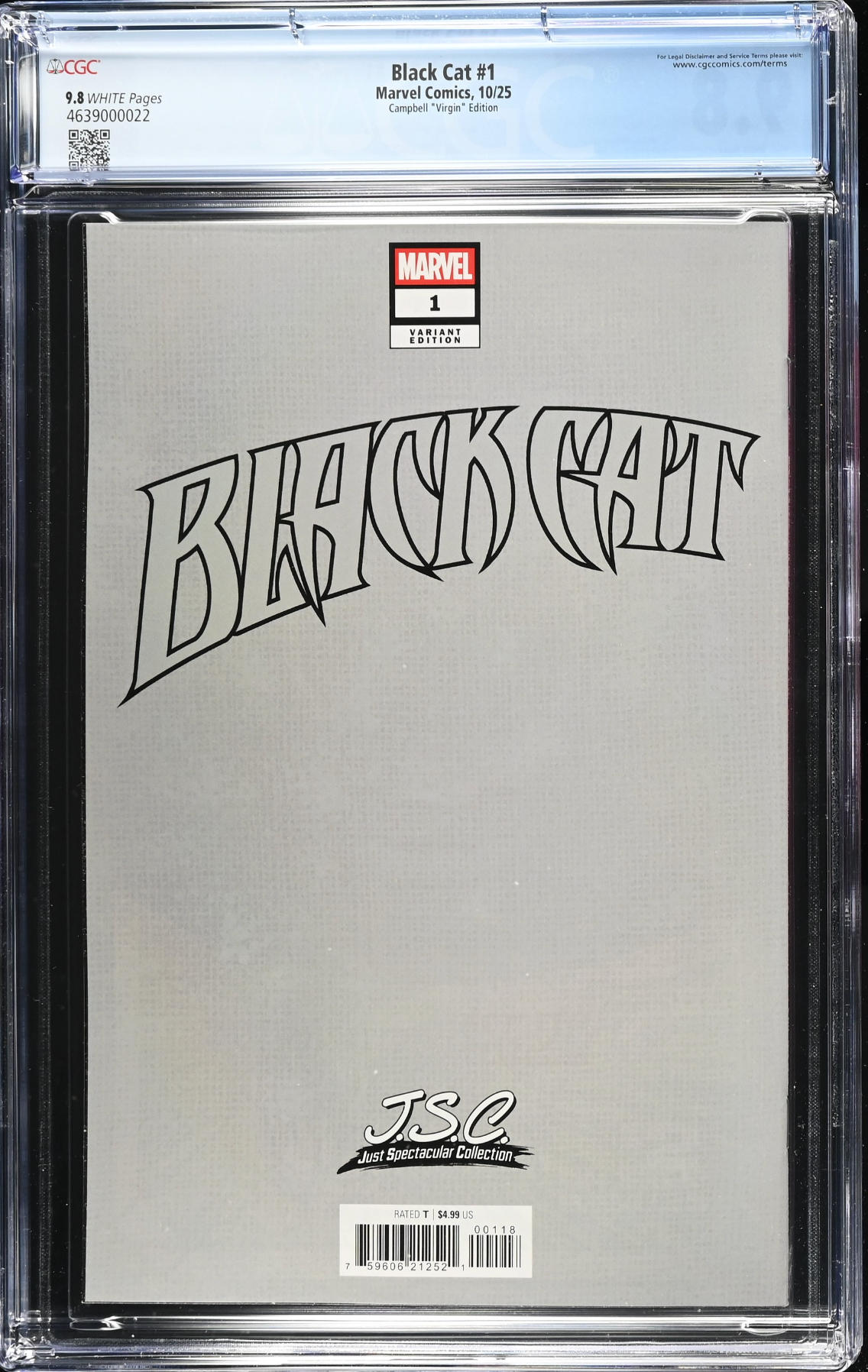 Black Cat #1 Campbell 1:100 Virgin Retailer Incentive Variant CGC 9.8
