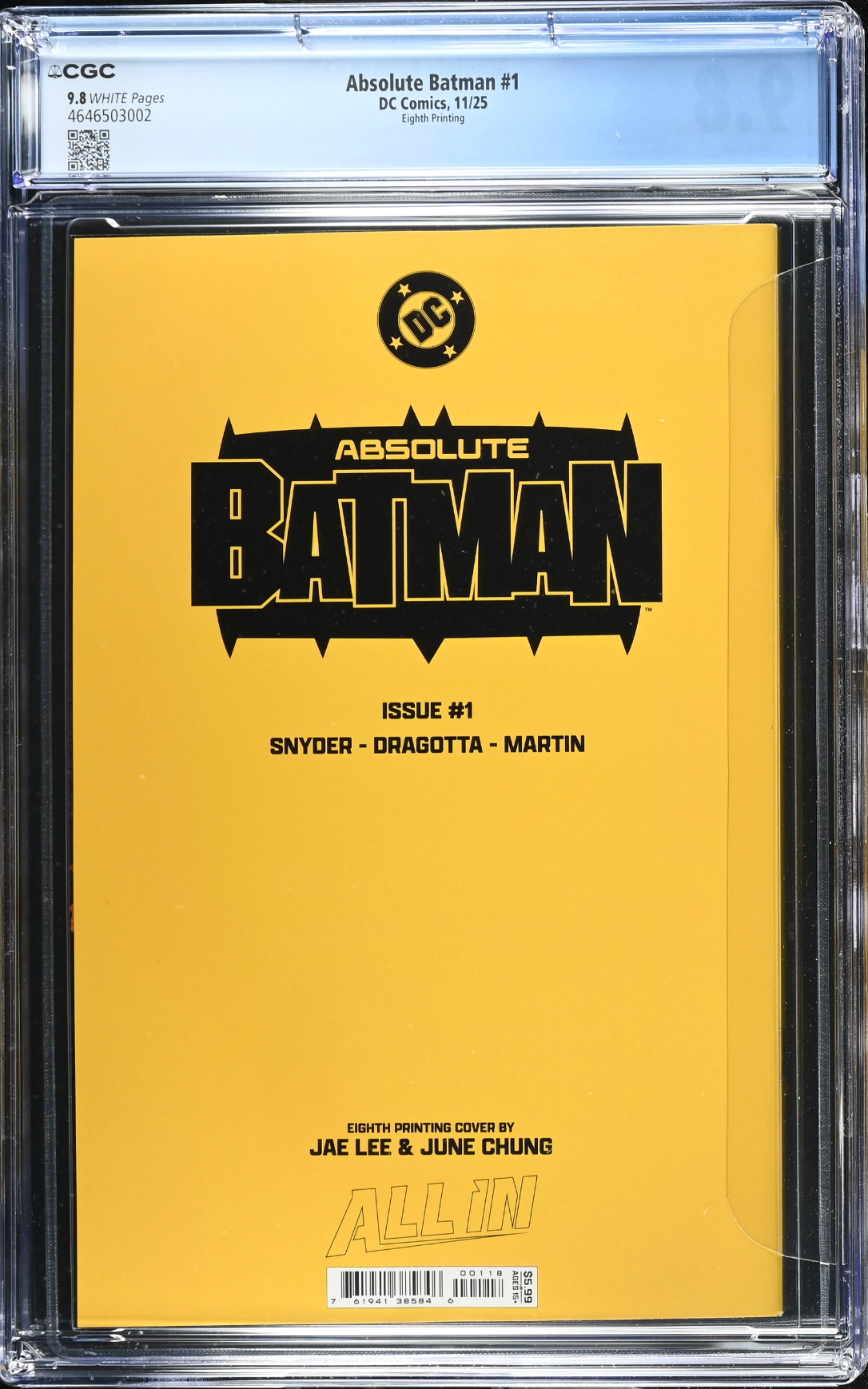 Absolute Batman #1 Eighth Printing CGC 9.8