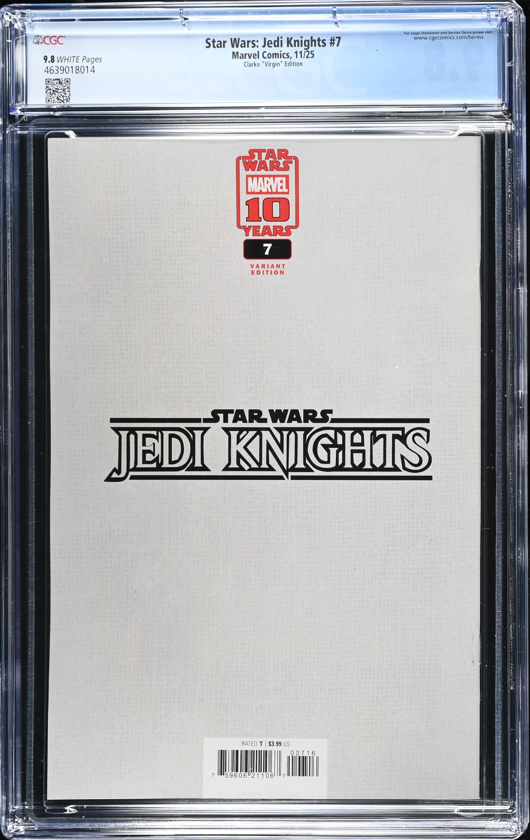 Star Wars: Jedi Knights #7 Clarke 1:50 Virgin Retailer Incentive Variant CGC 9.8