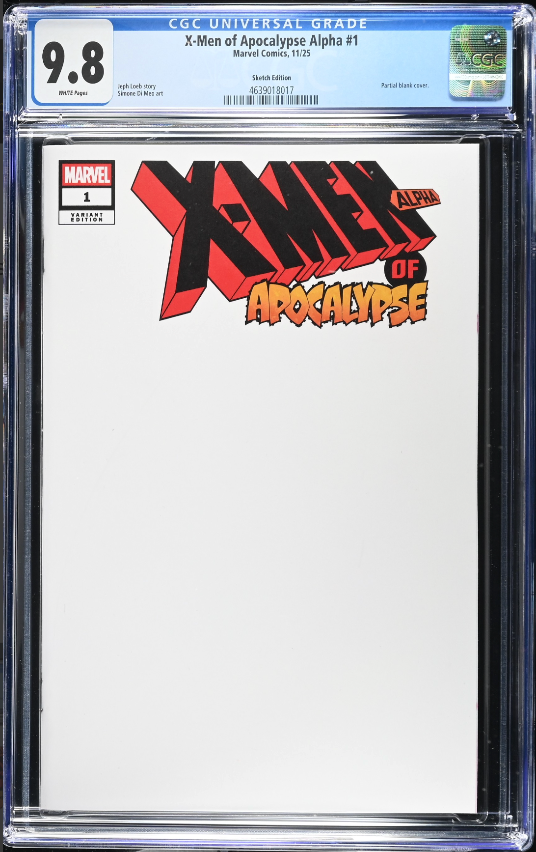 X-Men of Apocalypse Alpha #1 Blank Sketch Variant CGC 9.8