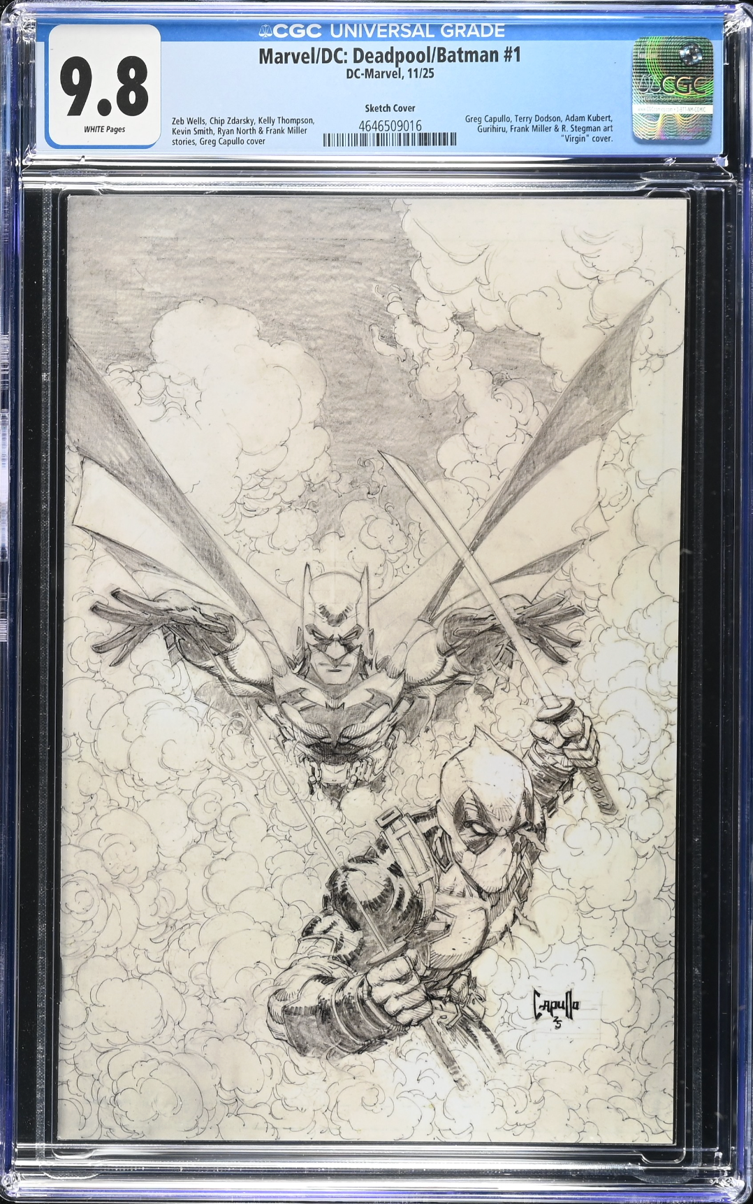 Marvel/DC: Deadpool/Batman #1 Capullo 1:200 Virgin Sketch Retailer Incentive Variant CGC 9.8