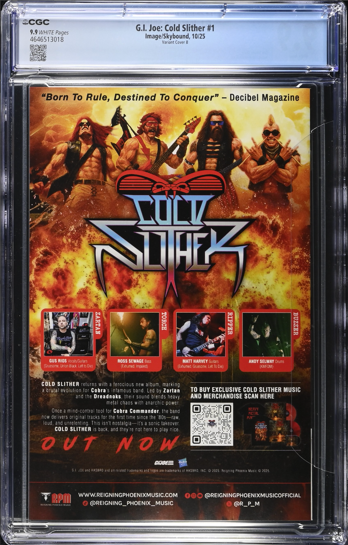 G.I. Joe: Cold Slither #1 Cabal Variant CGC 9.9