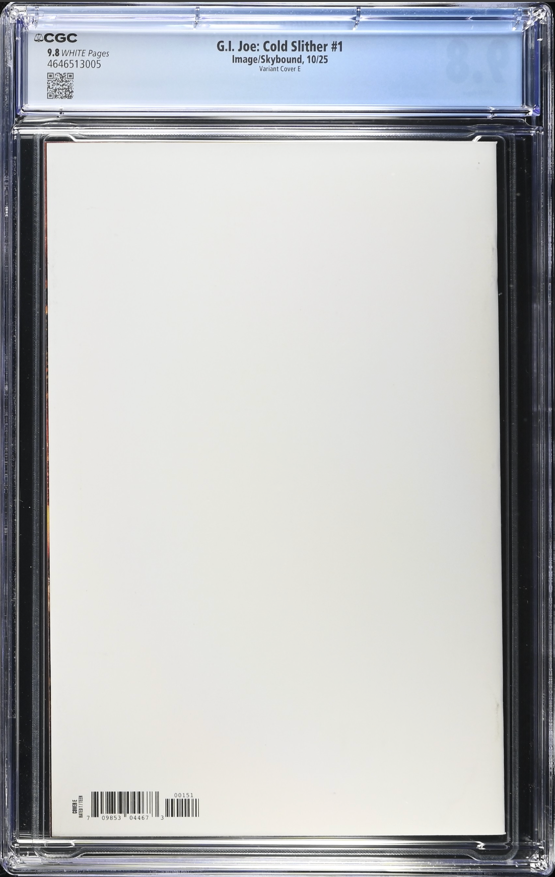 G.I. Joe: Cold Slither #1 Blank Sketch Variant CGC 9.8