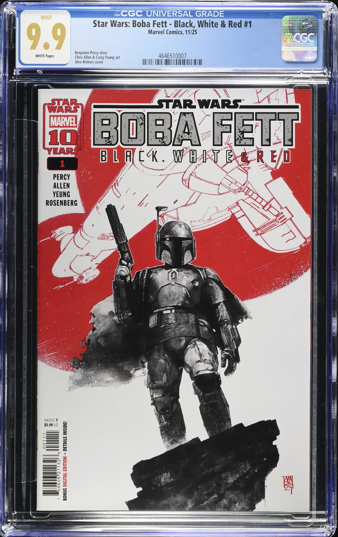 Star Wars: Boba Fett – Black, White & Red #1 CGC 9.9