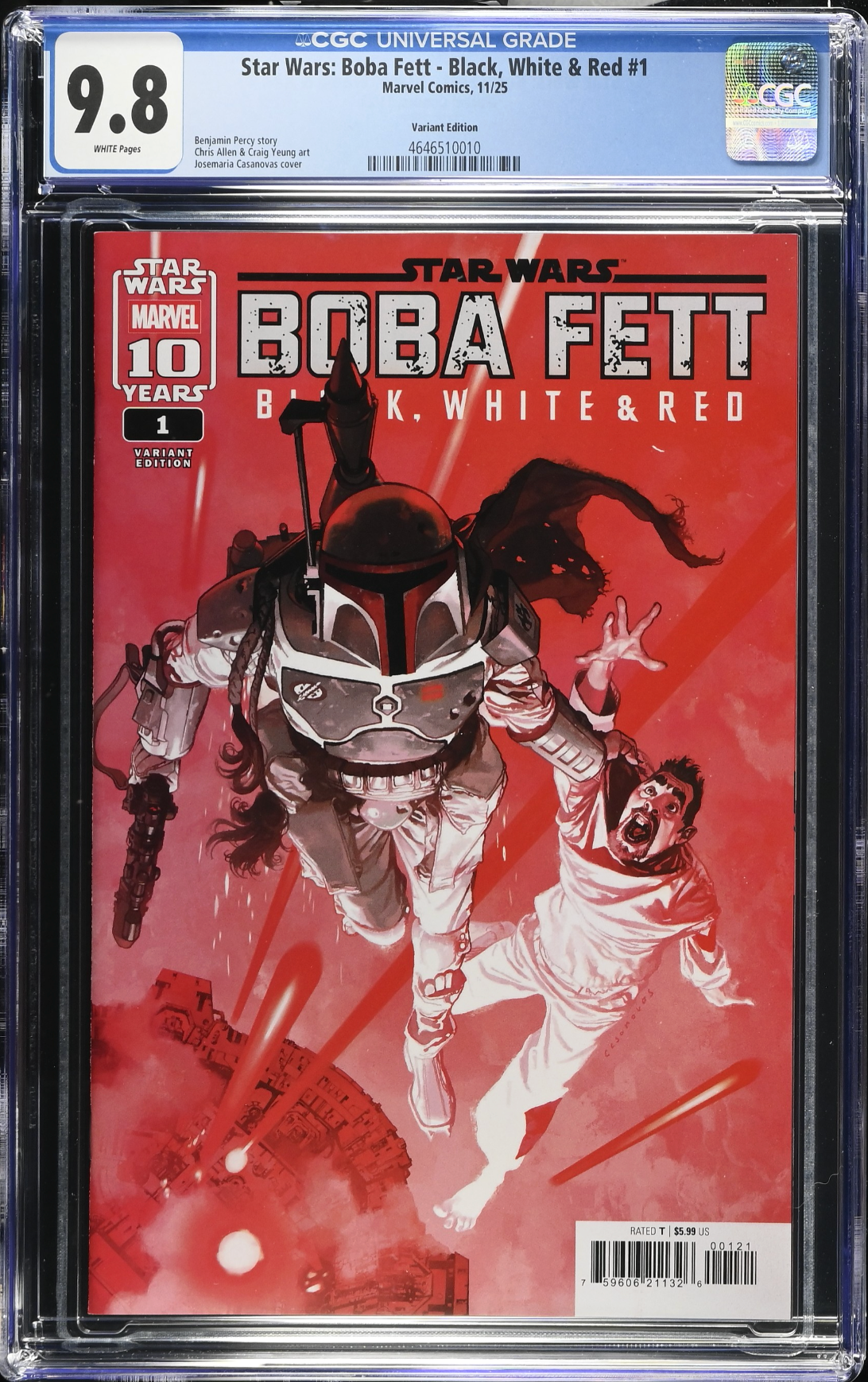 Star Wars: Boba Fett – Black, White & Red #1 Casanovas Variant CGC 9.8