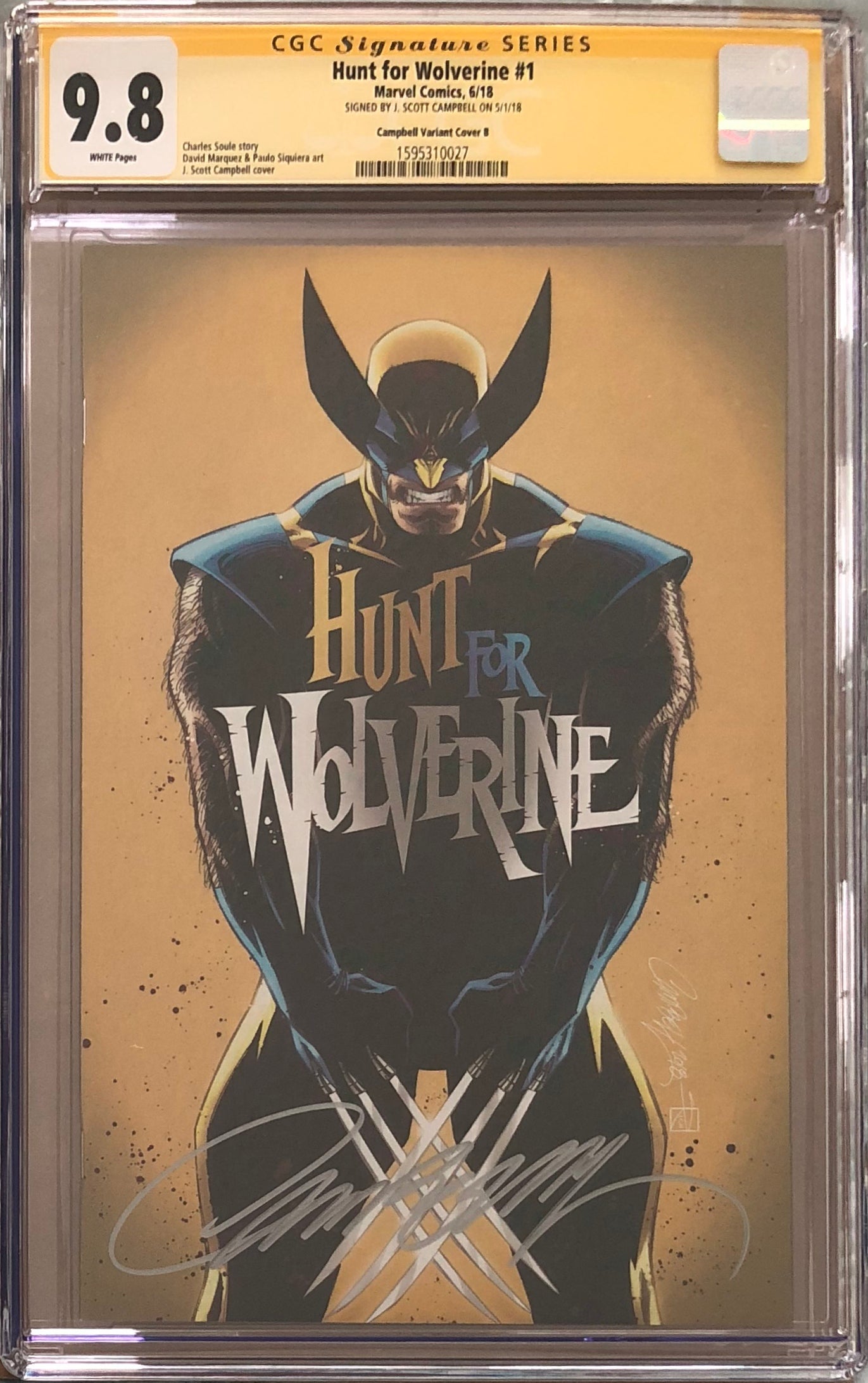 Hunt For Wolverine #1 J. Scott Campbell Calgary Expo "Yellow" B Virgin Exclusive CGC 9.8 SS