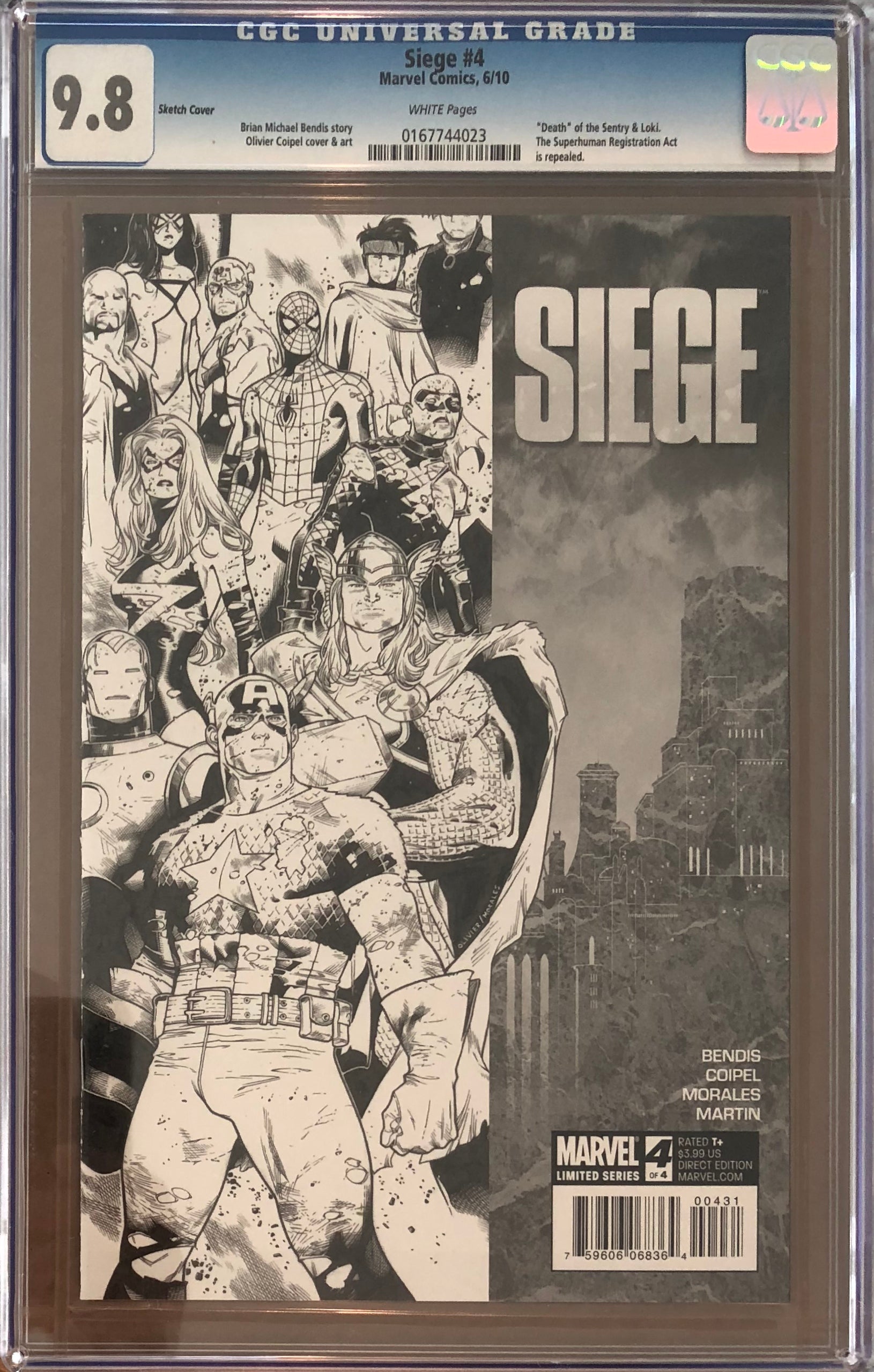 Siege #4 Sketch Cover Variant CGC 9.8