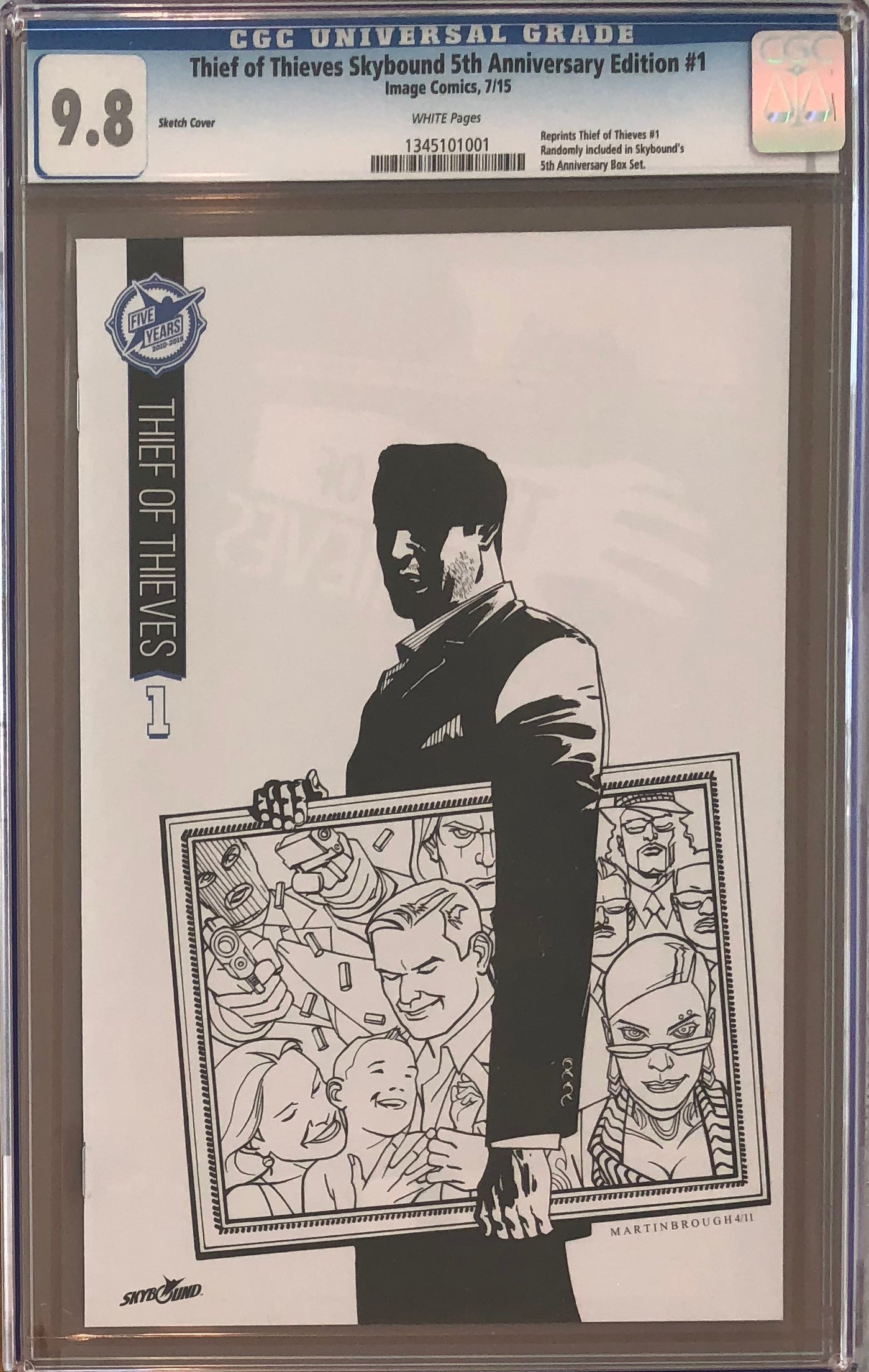 Thief of Thieves #1 Skybound 5th Anniversary Sketch Cover CGC 9.8