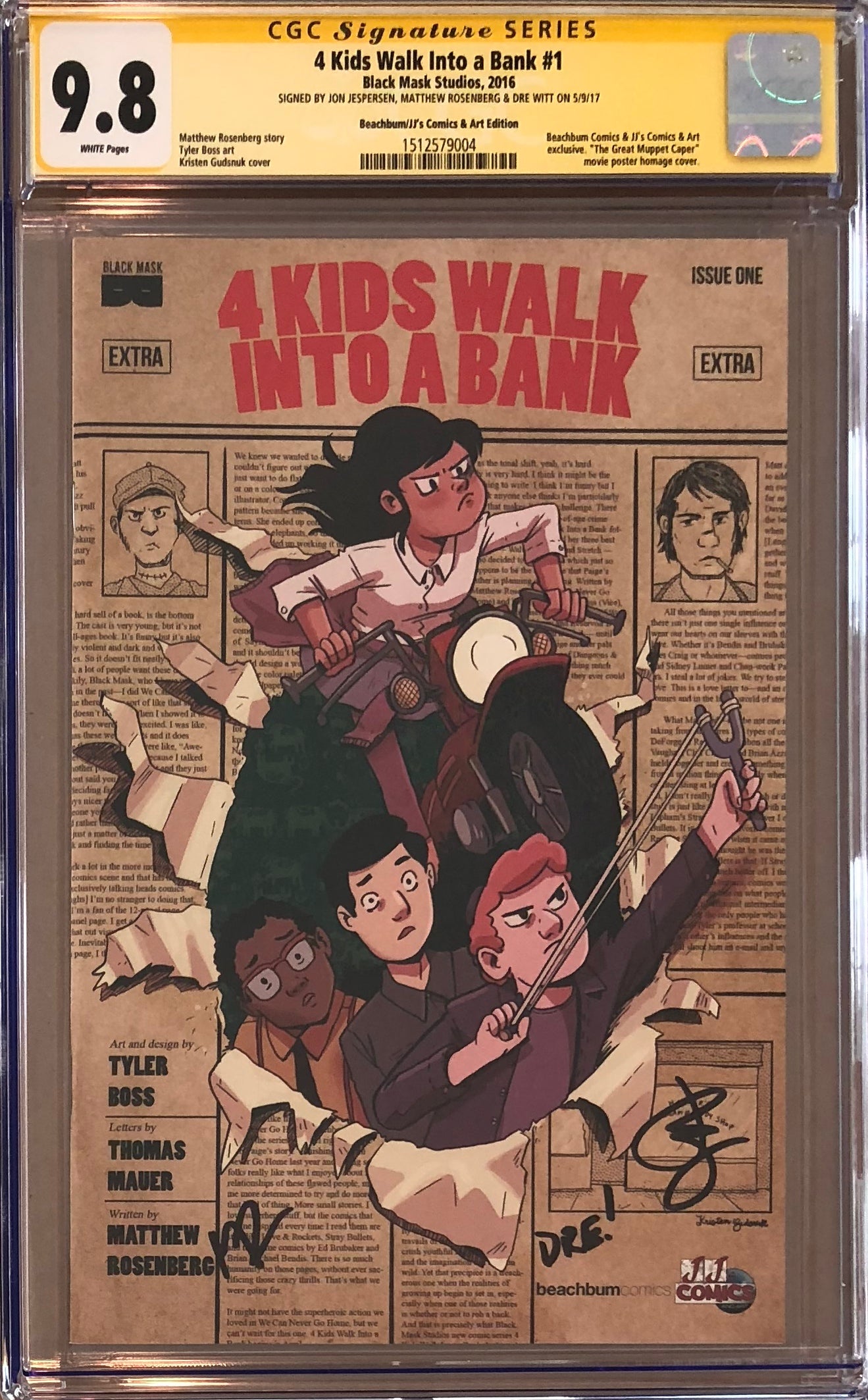 4 Kids Walk into a Bank #1 BeachBum Comics/JJ's Comic & Art Exclusive CGC 9.8 SS