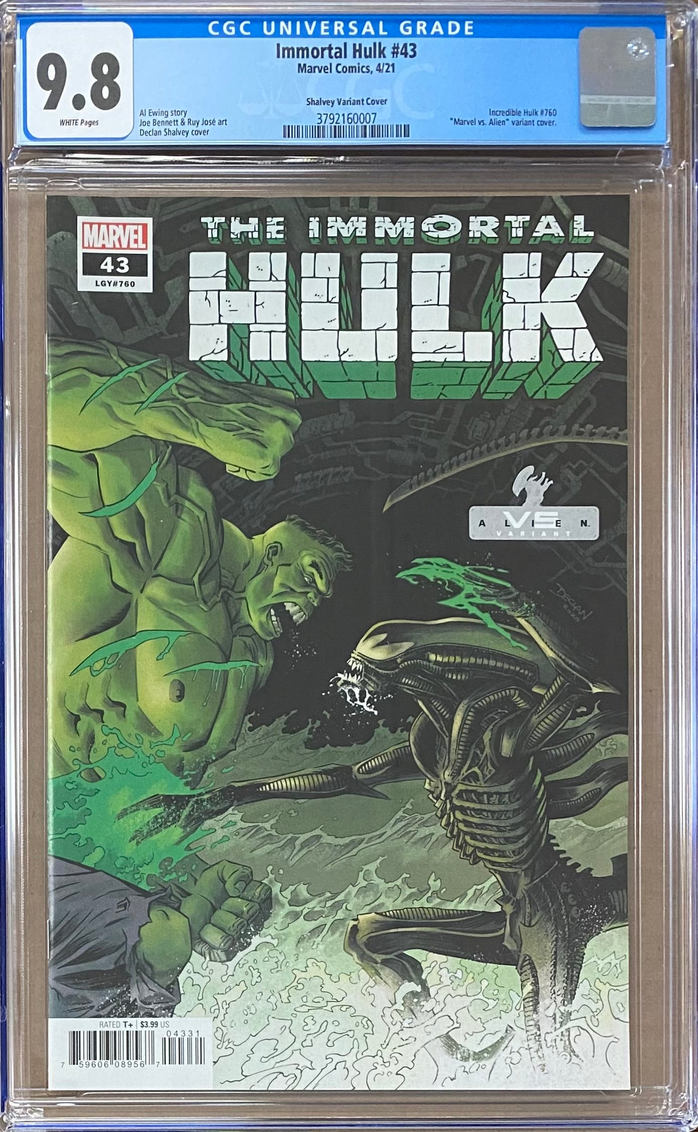 Immortal Hulk #43 "Marvel vs. Aliens" Recalled Edition Variant CGC 9.8
