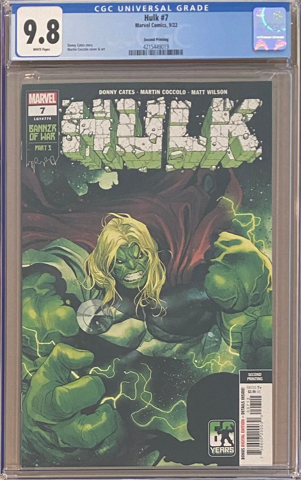 Hulk #7 Second Printing CGC 9.8