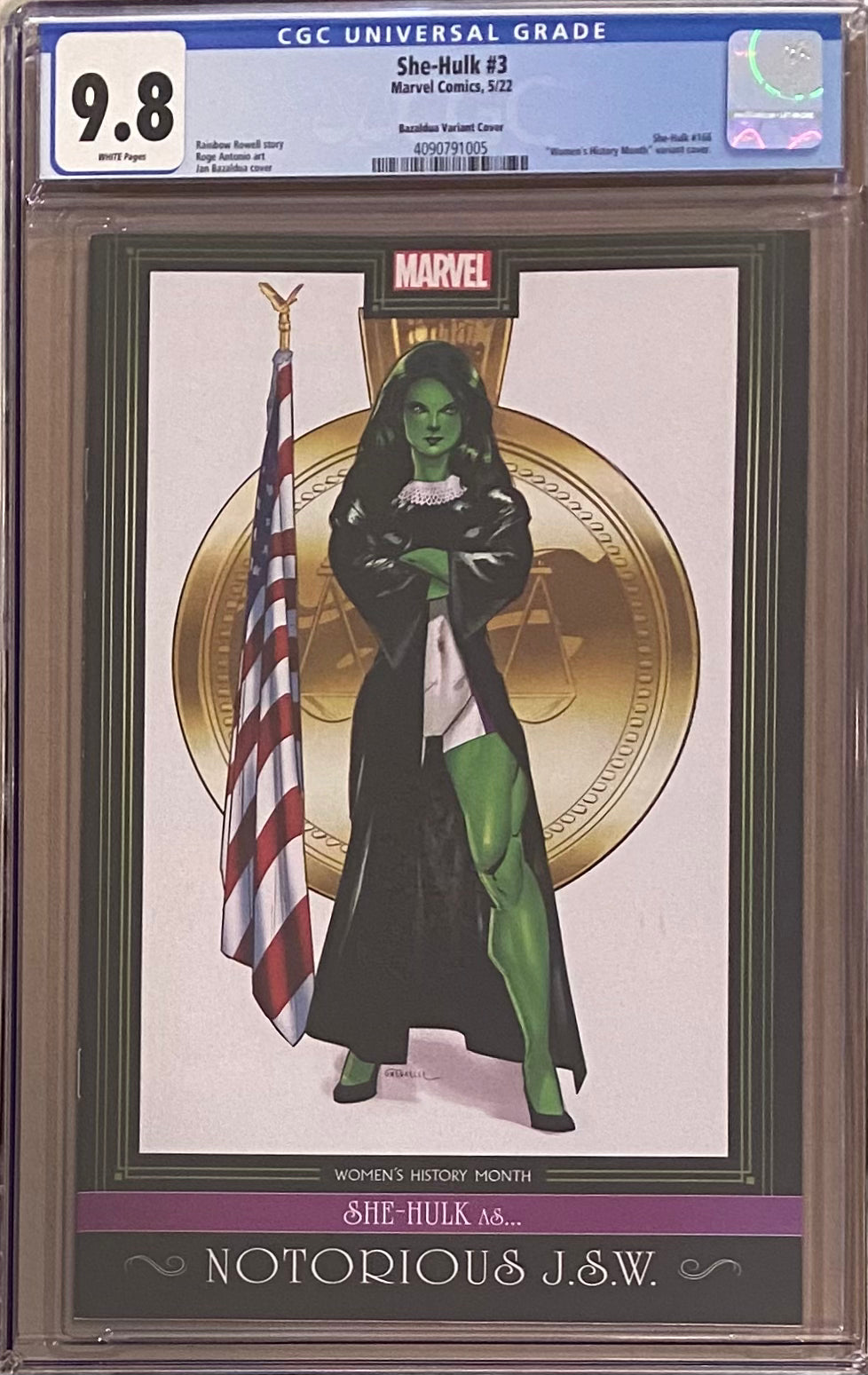 She-Hulk #3 Bazaldua Variant CGC 9.8