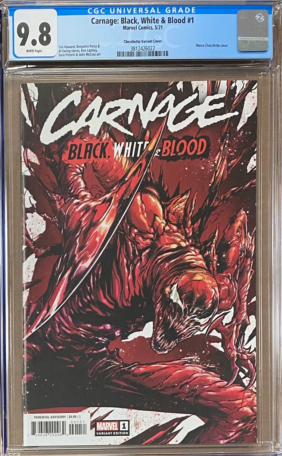 Carnage: Black, White, and Blood #1 Checchetto 1:50 Retailer Incentive Variant CGC 9.8