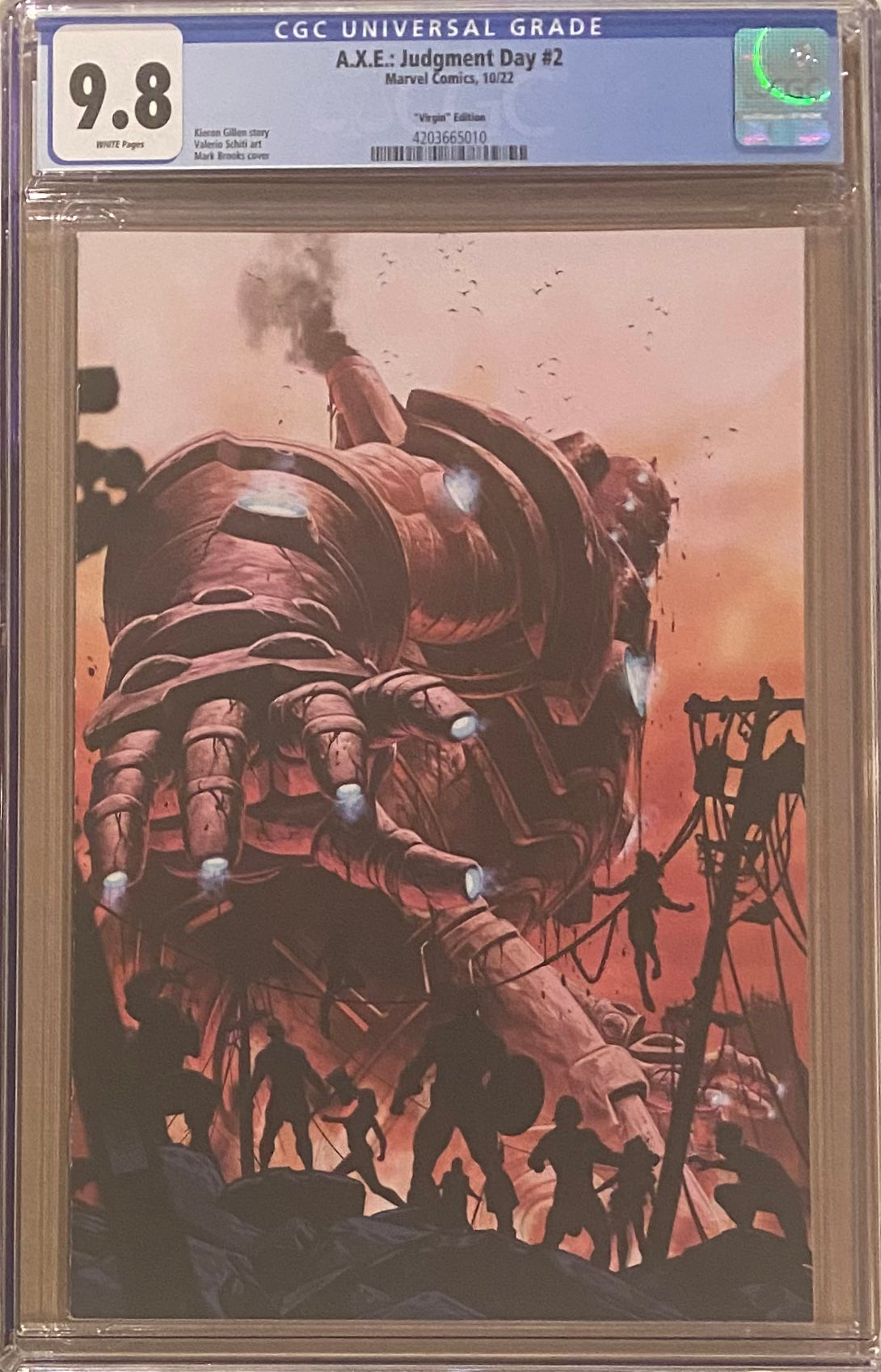 A.X.E.: Judgment Day #2 Brooks 1:100 Virgin Retailer Incentive Variant CGC 9.8