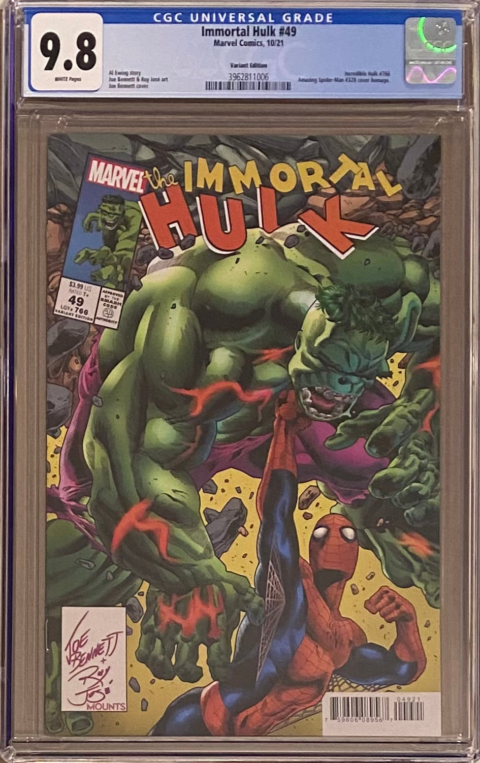 Immortal Hulk #49 Bennett Homage Variant CGC 9.8