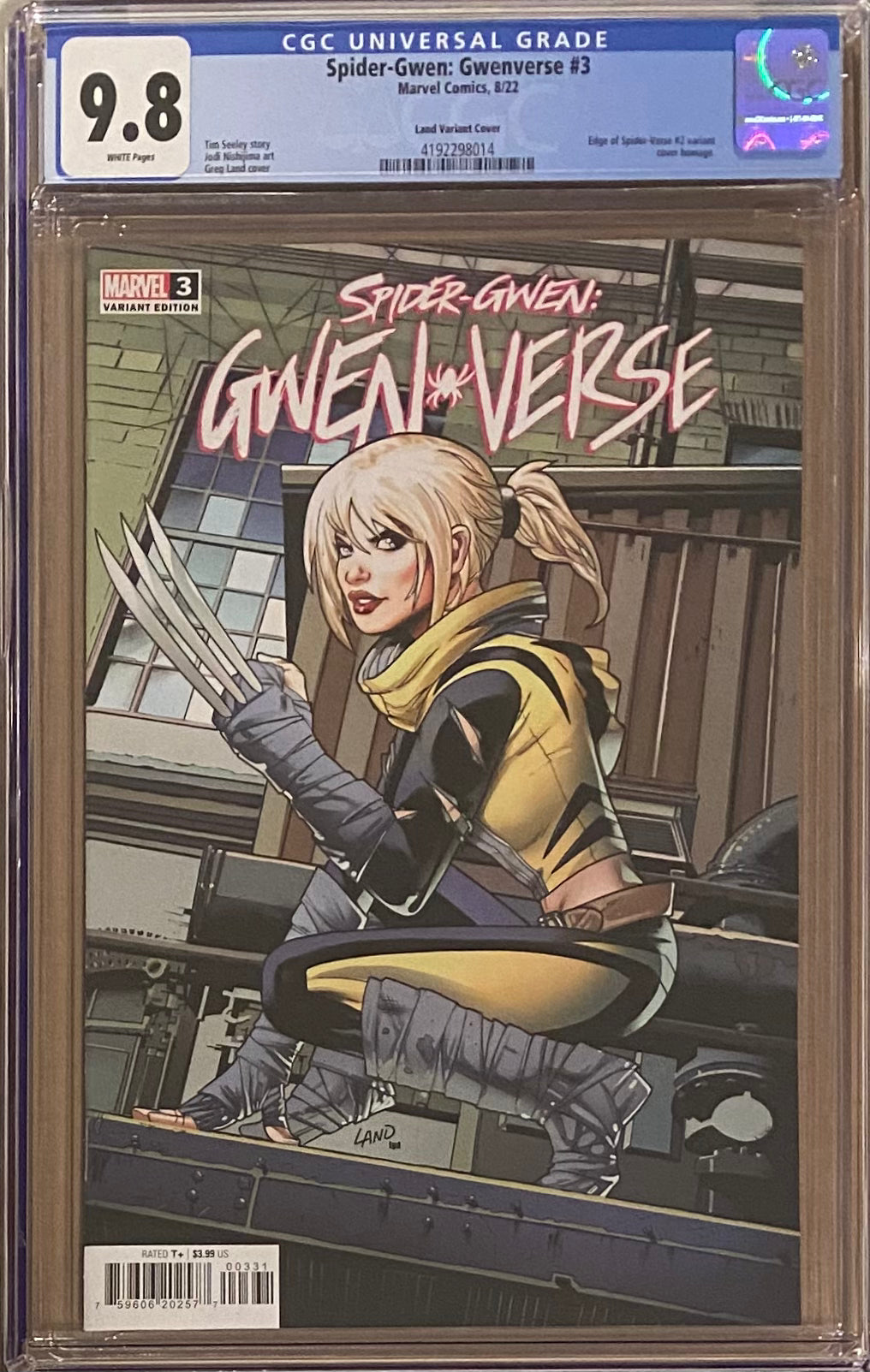 Spider-Gwen: Gwenverse #3 Land Homage Variant CGC 9.8