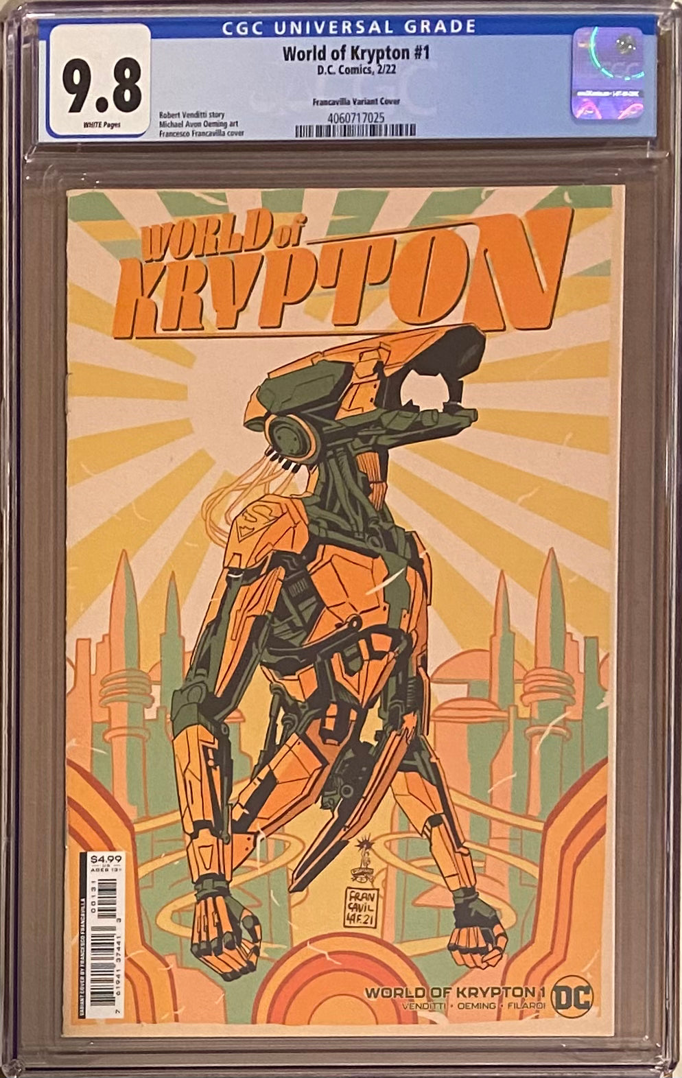 World of Krypton #1 Francavilla 1:25 Retailer Incentive Variant CGC 9.8