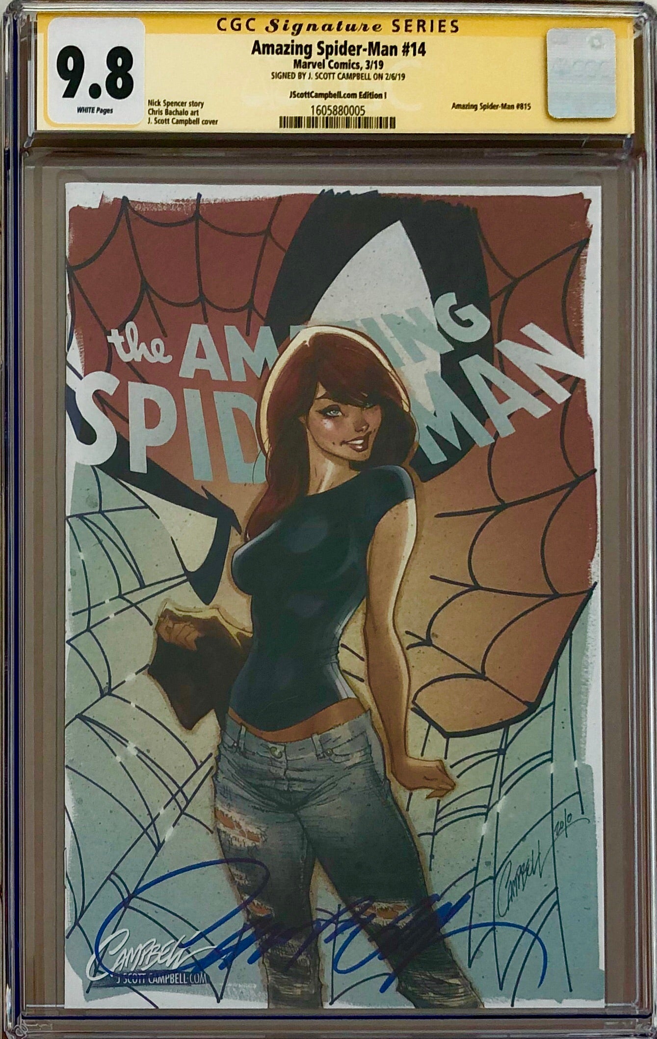 Amazing Spider-Man #14 J. Scott Campbell Edition I "Face it Tiger" MJ SDCC Exclusive CGC 9.8 SS