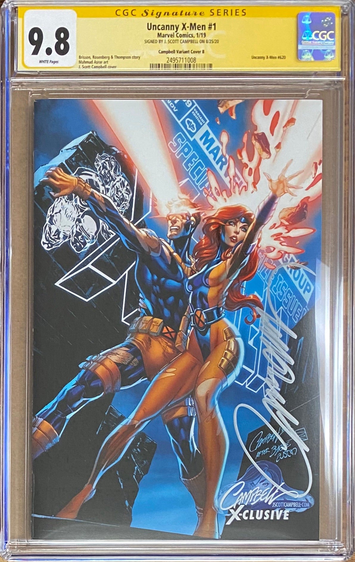 Uncanny X-Men #1 J. Scott Campbell Edition B "Jean Grey (Marvel Girl)/Cyclops" Exclusive CGC 9.8 SS