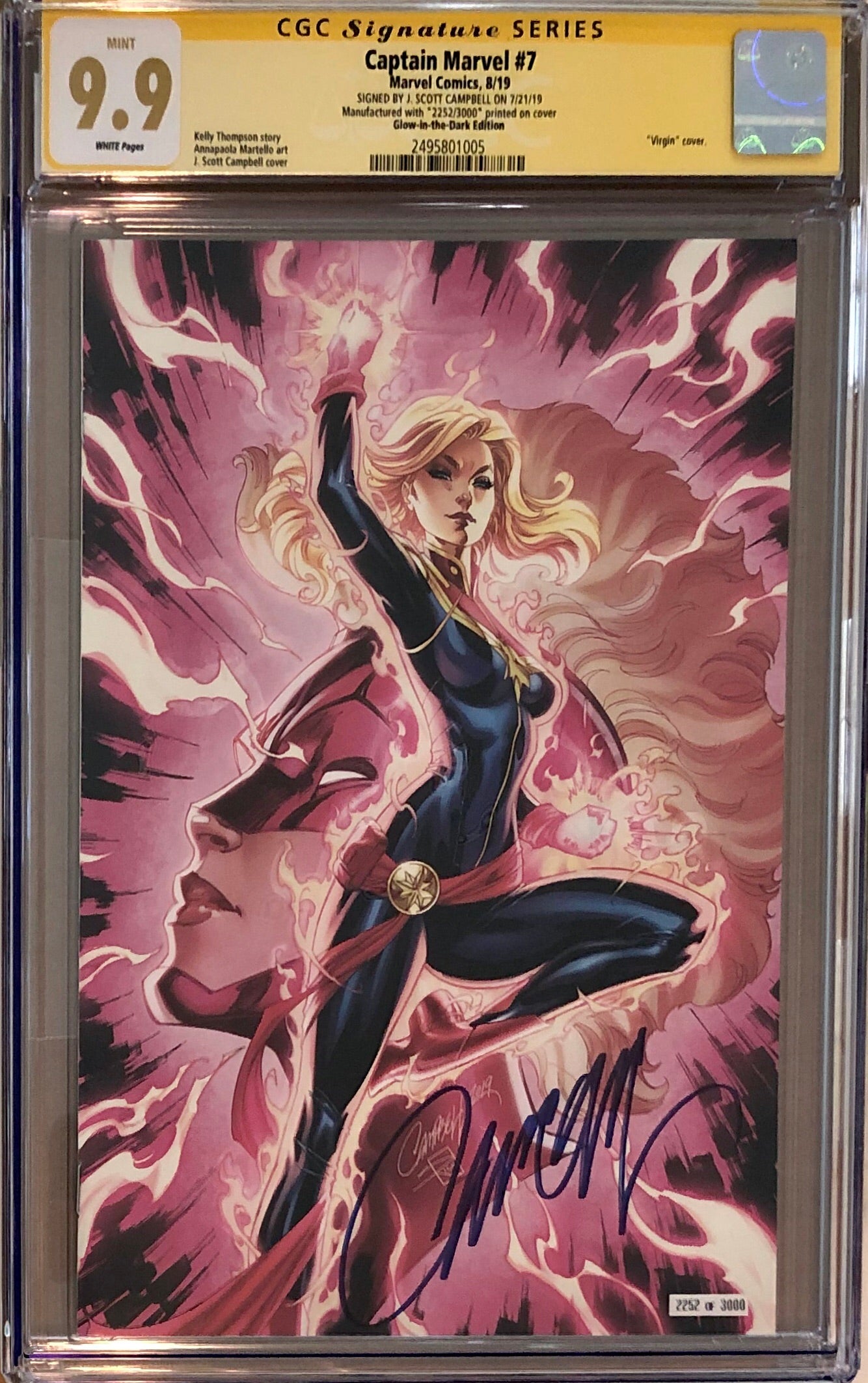 Captain Marvel #7 J. Scott Campbell SDCC Glow in the Dark Exclusive CGC 9.9 SS