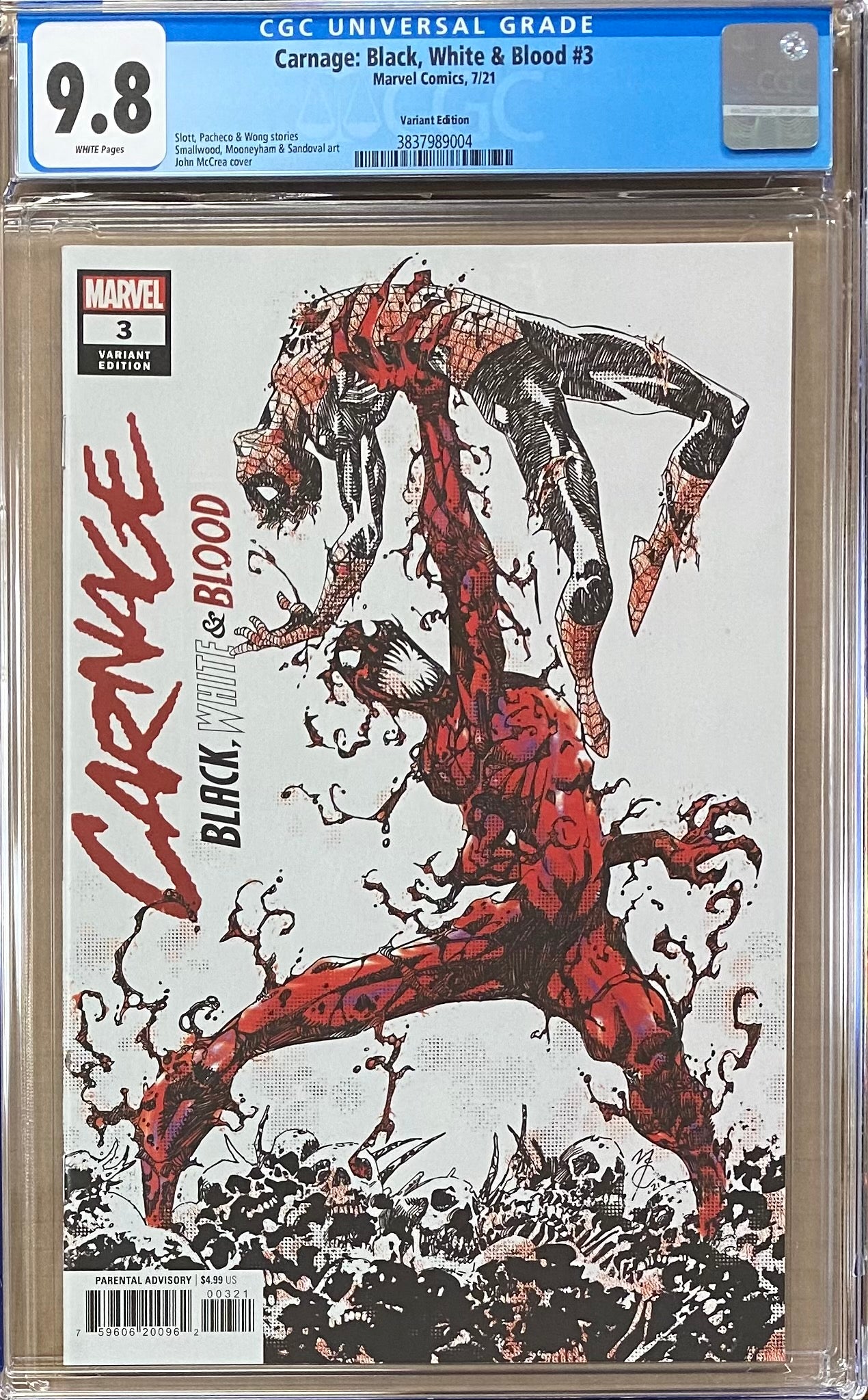 Carnage: Black, White, and Blood #3 Variant CGC 9.8