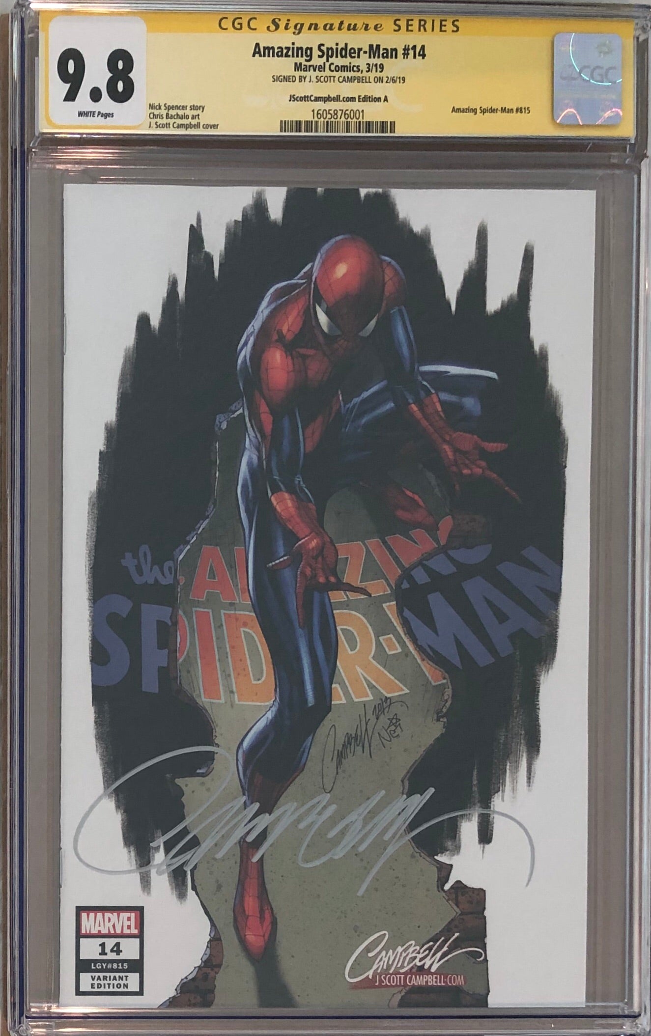 Amazing Spider-Man #14 J. Scott Campbell Edition A "Spider-Man" Exclusive CGC 9.8 SS