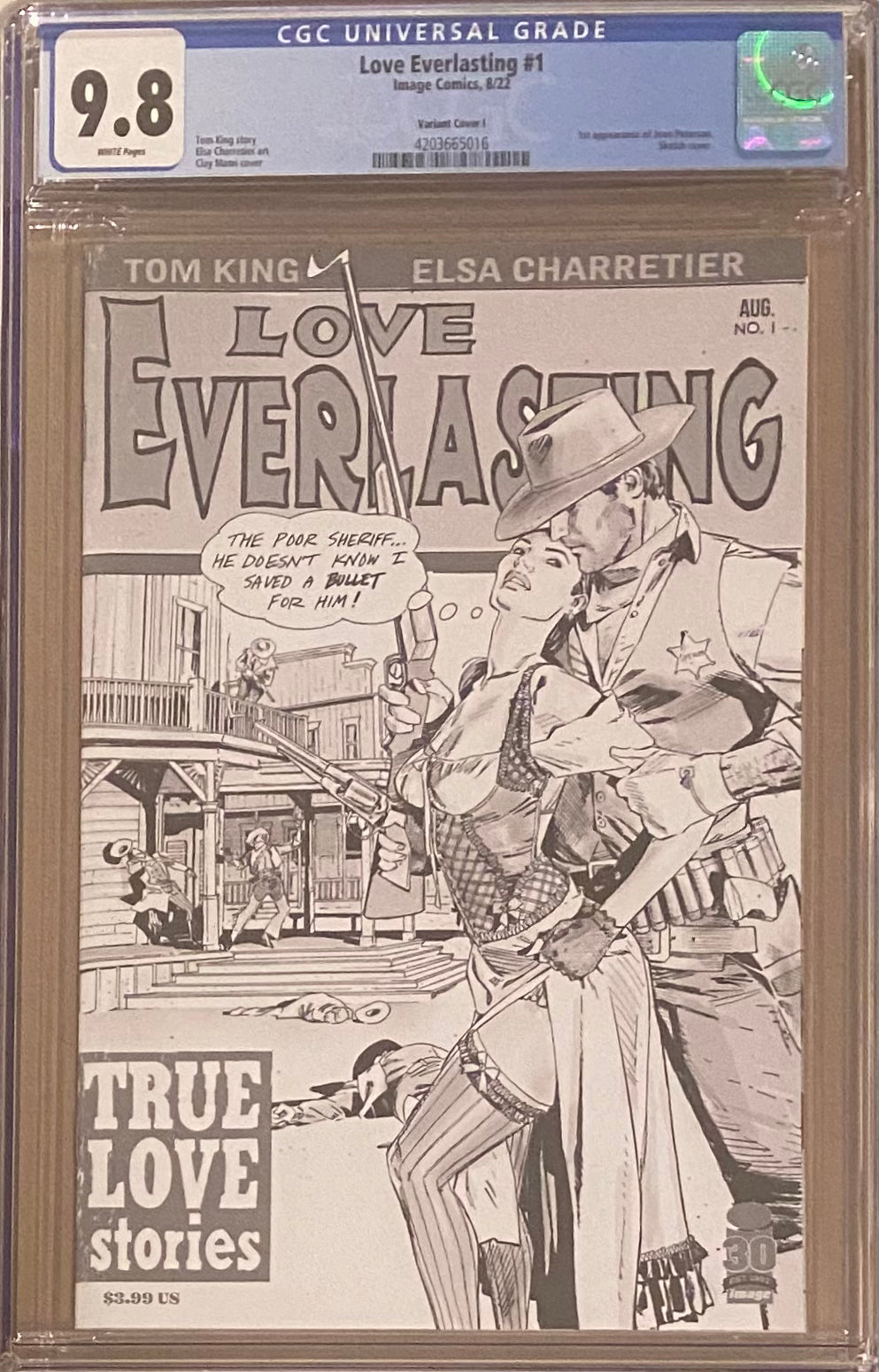 Love Everlasting #1 Mann 1:100 B/W Retailer Incentive Variant CGC 9.8