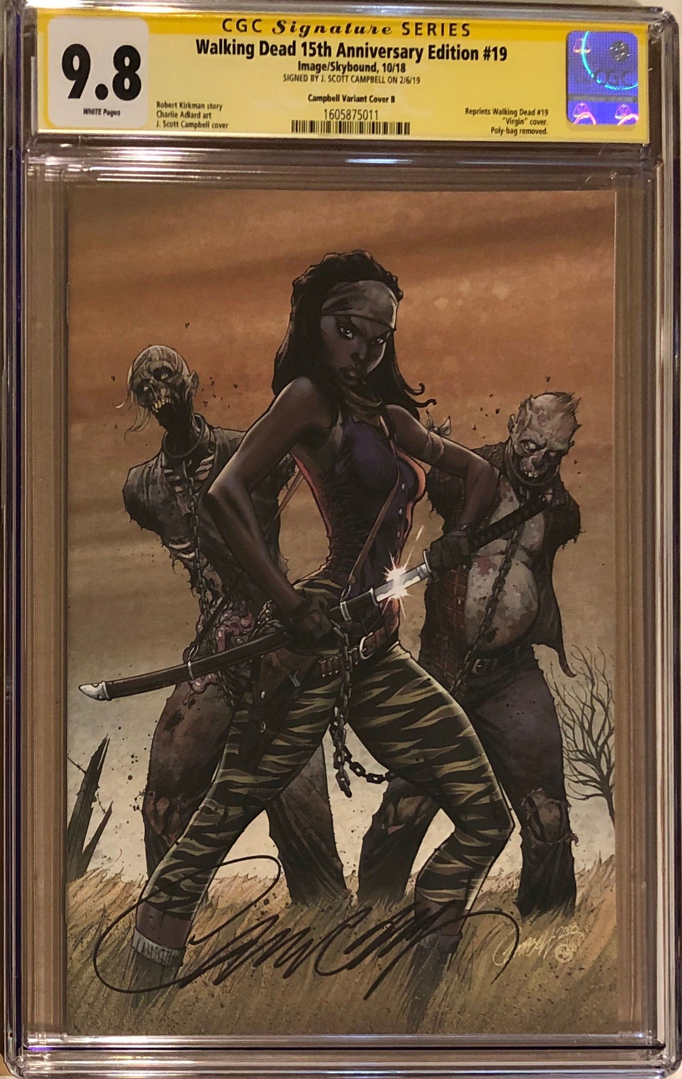 The Walking Dead #19 15th Anniversary Edition J. Scott Campbell Virgin Cover CGC 9.8 SS