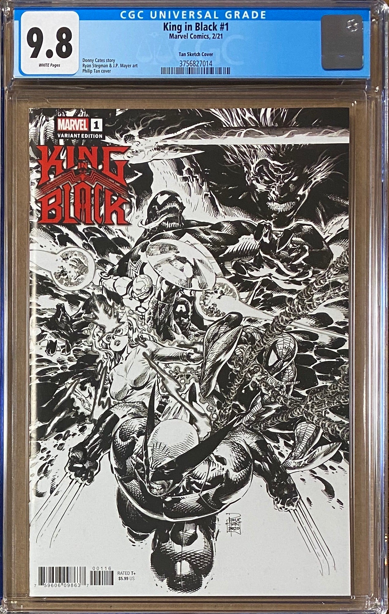 King in Black #1 Tan Launch Sketch Retailer Incentive Variant CGC 9.8
