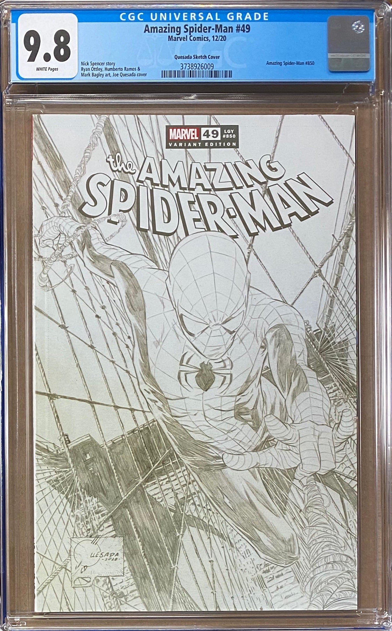 Amazing Spider-Man #850 (#49) Quesada Sketch Retailer Incentive Variant CGC 9.8