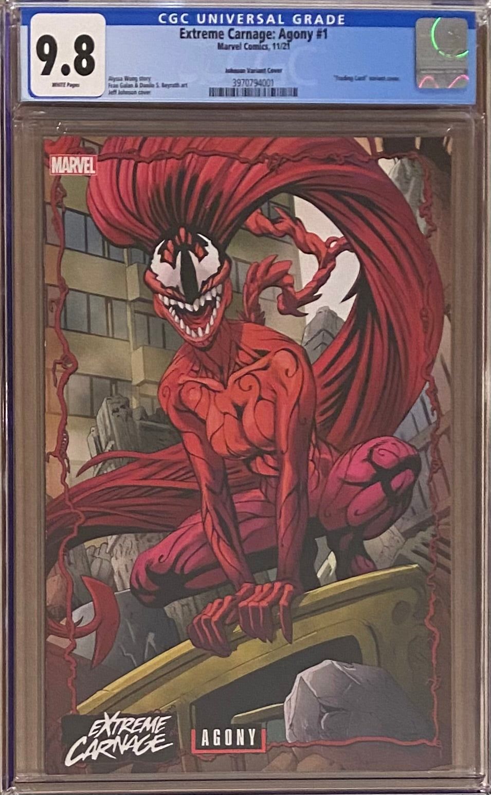 Extreme Carnage: Agony #1 Johnson Connecting Variant CGC 9.8