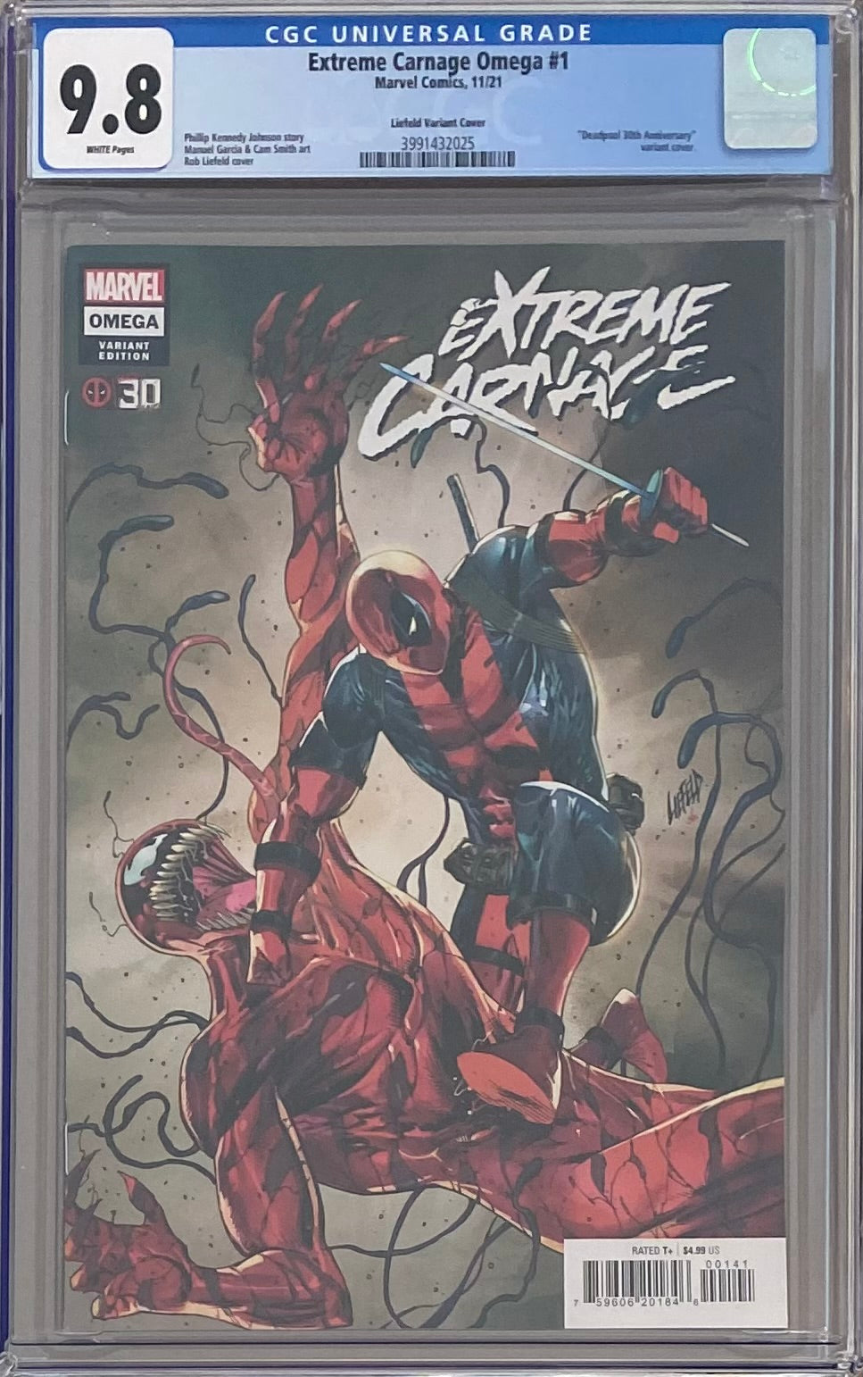 Extreme Carnage Omega #1 Liefeld Deadpool 30th Anniversary Variant CGC 9.8