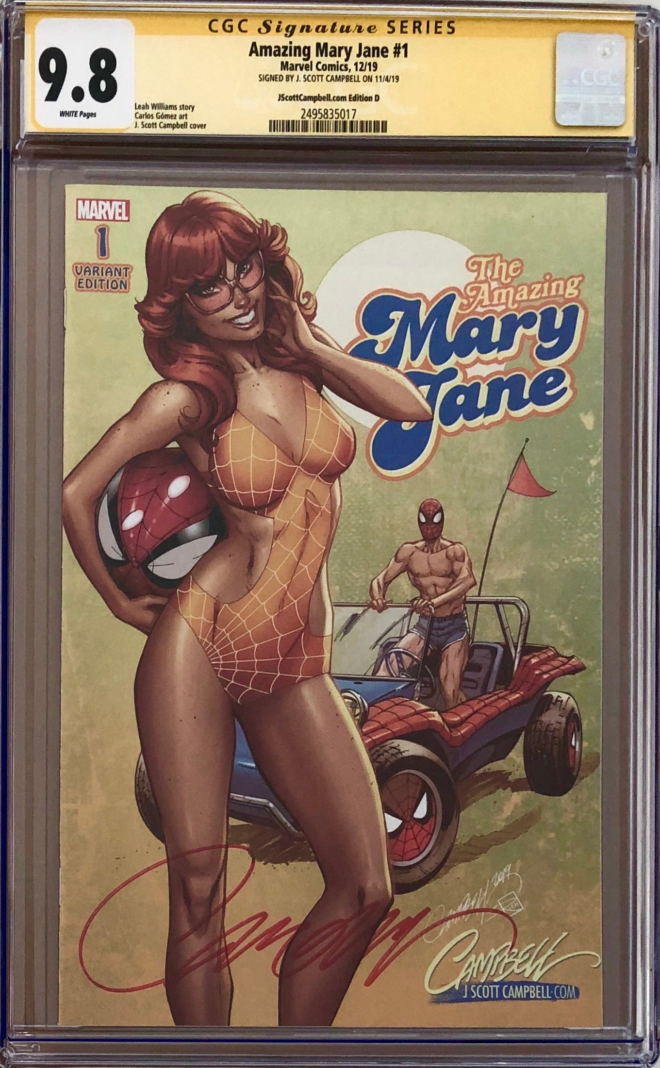 Amazing Mary Jane #1 J. Scott Campbell Exclusive D - "70s - Feathered hair n' Spider-Buggy!" CGC 9.8 SS