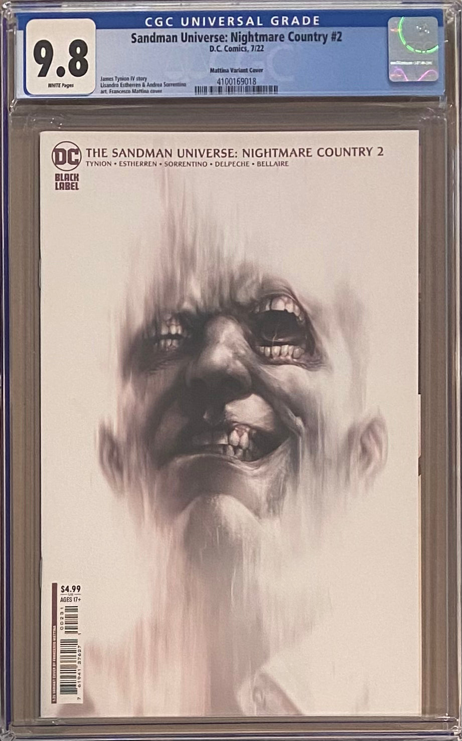 Sandman Universe: Nightmare Country #2 Mattina 1:25 Retailer Incentive Variant CGC 9.8