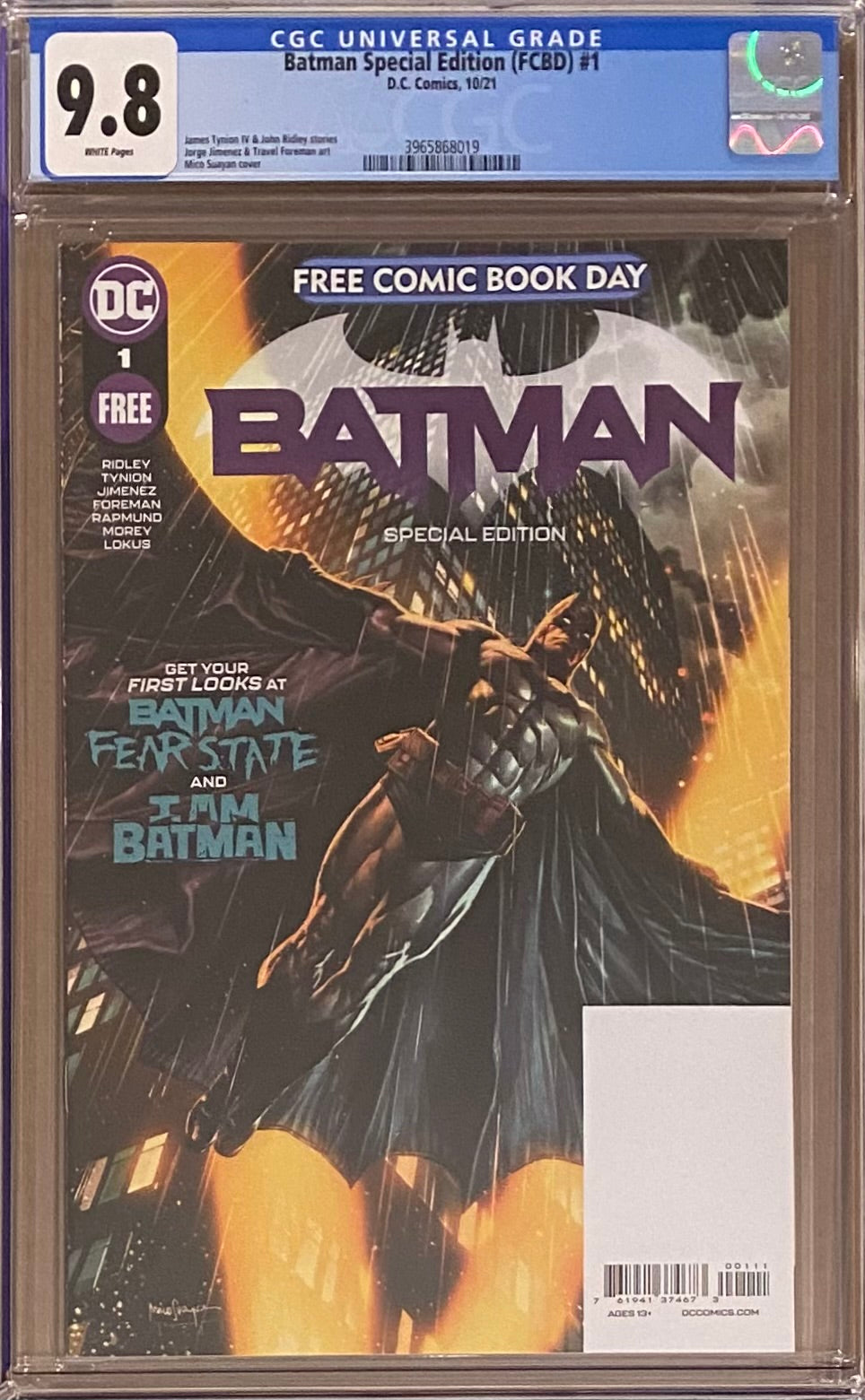 Free Comic Book Day 2021: Batman #1 CGC 9.8 - FCBD