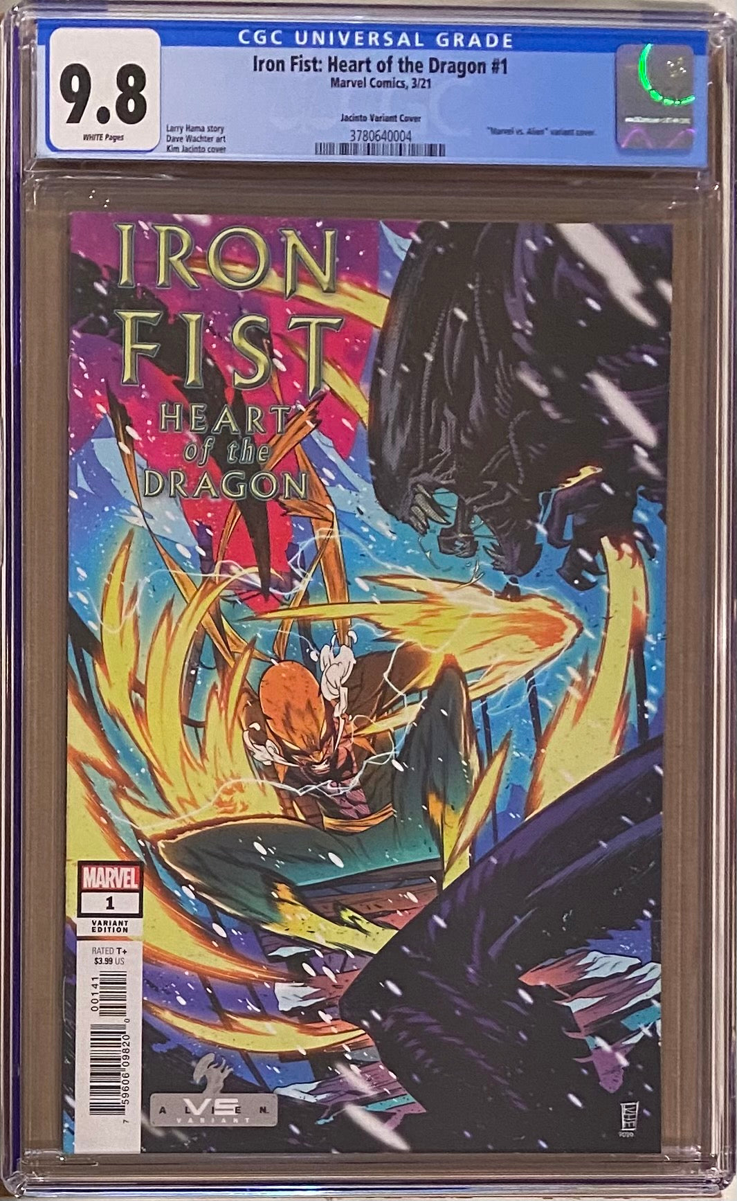 Iron Fist: Heart of Dragon #1 Jacinto "Marvel vs. Aliens" Variant CGC 9.8